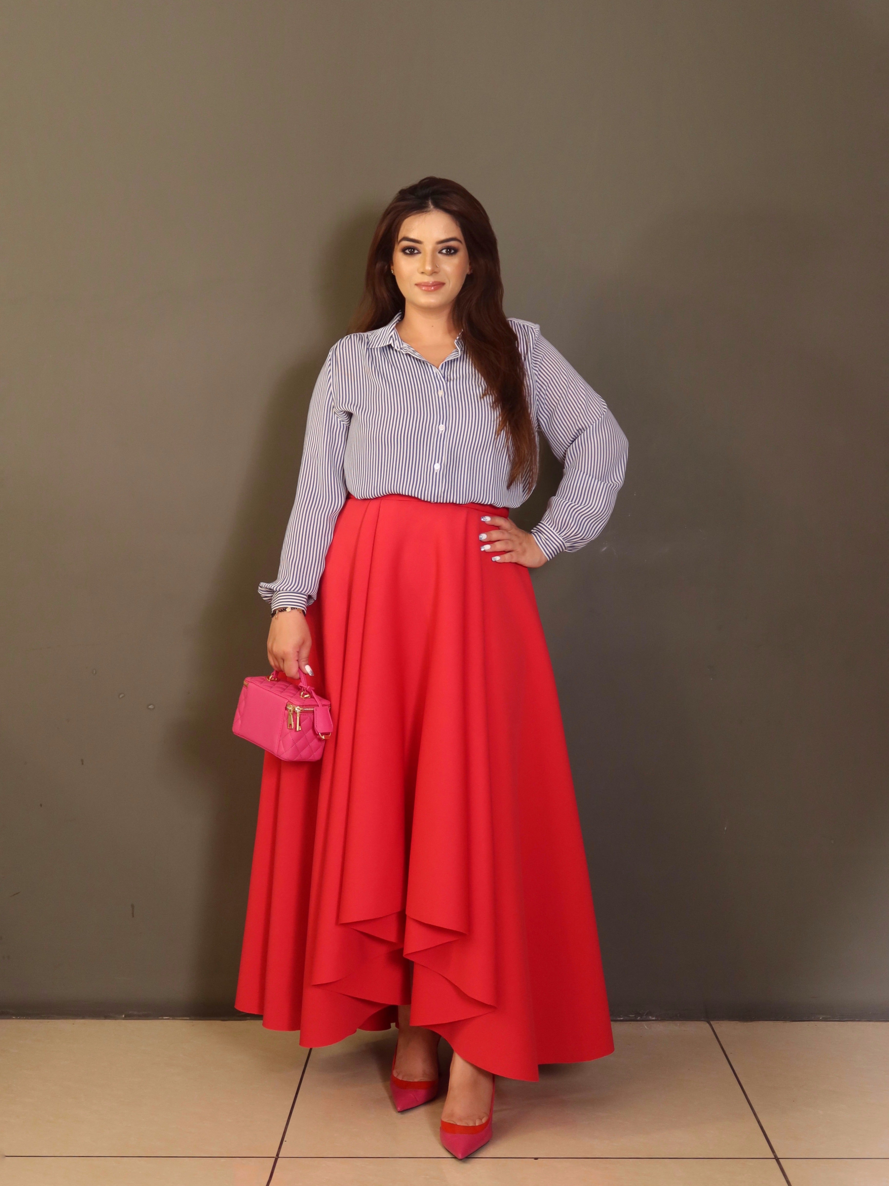 Hi-Low skirt in Red