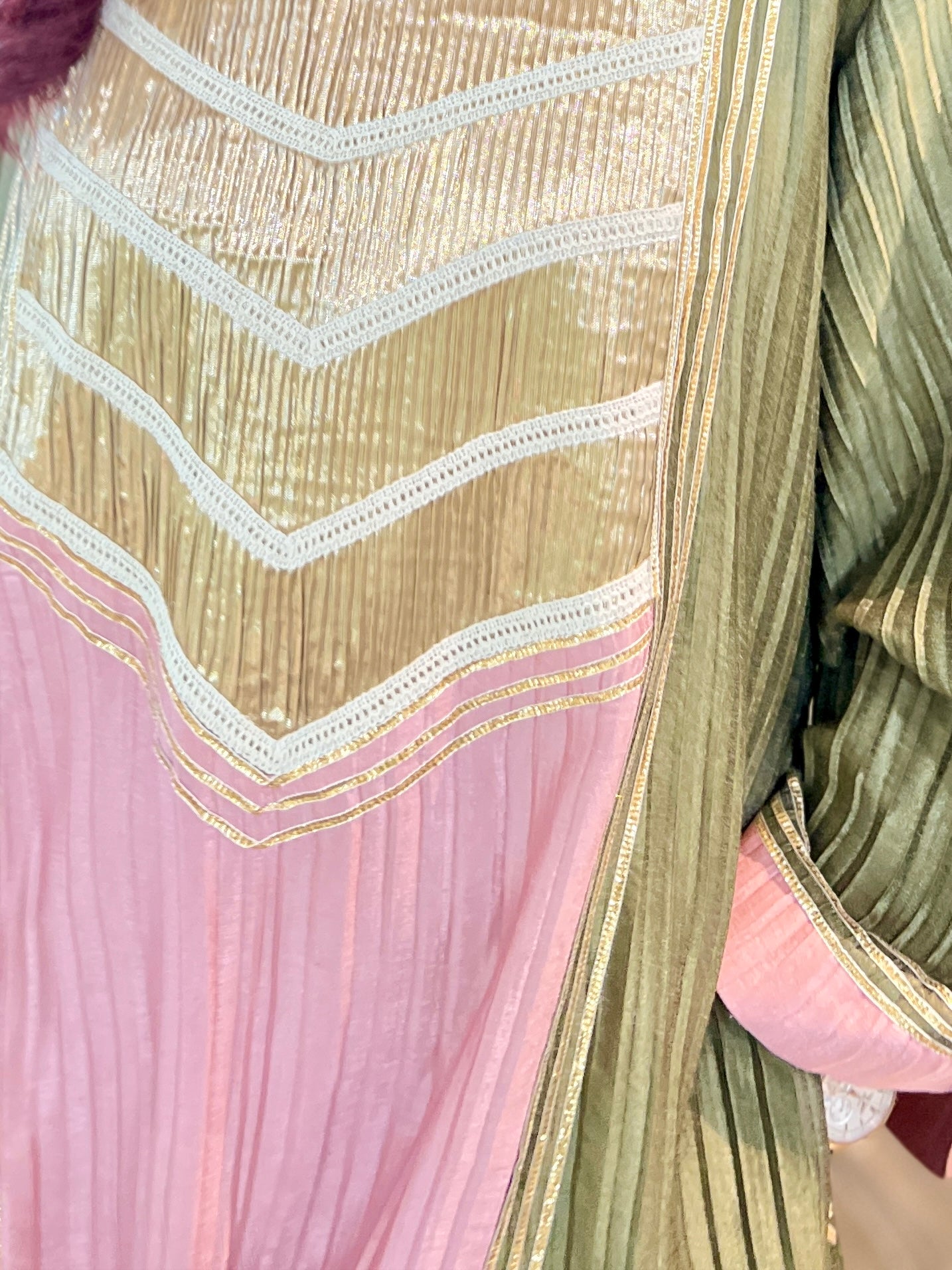 Denim peach olive green farsi long salwar set