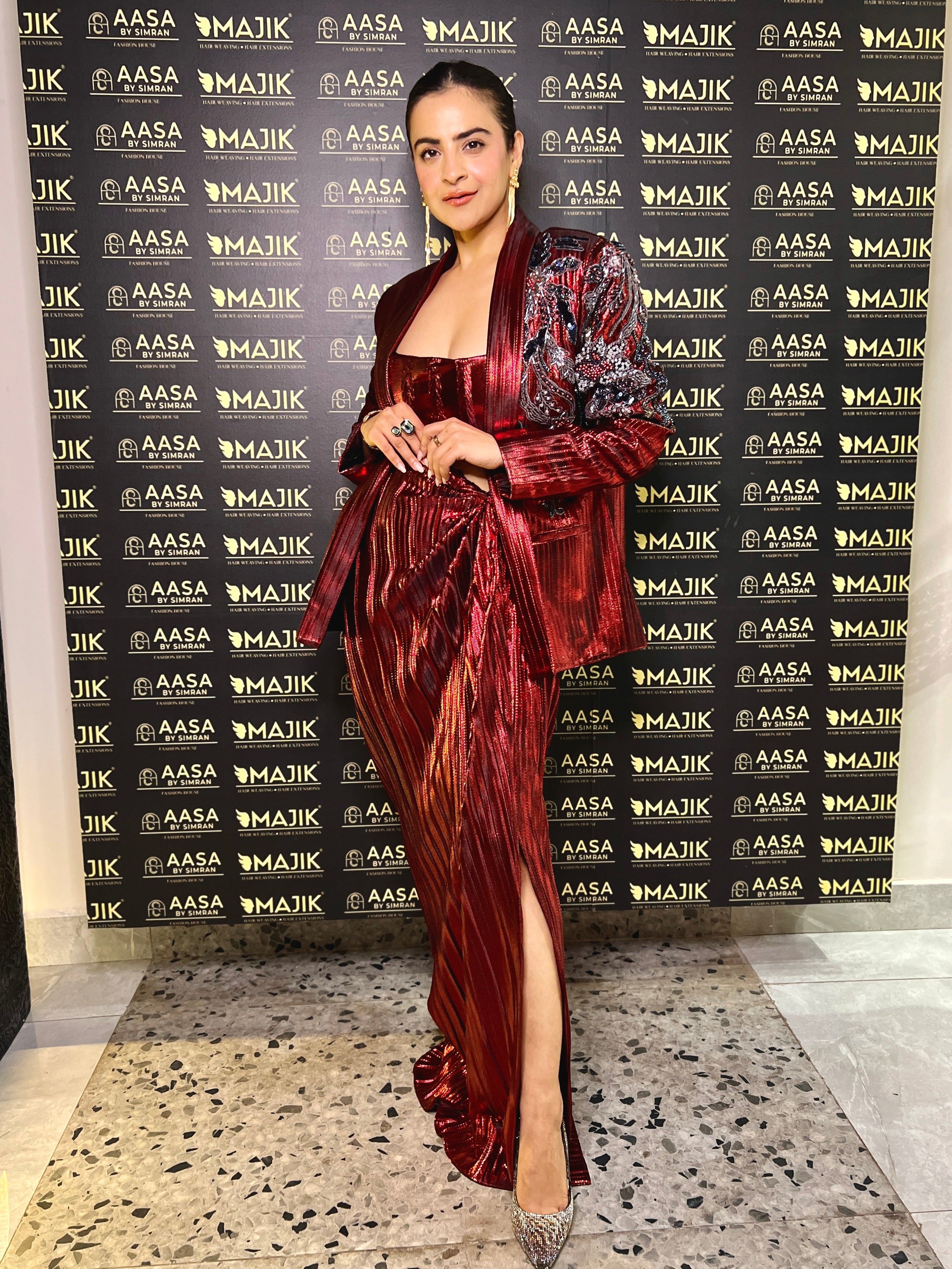 Venetian Red drape skirt