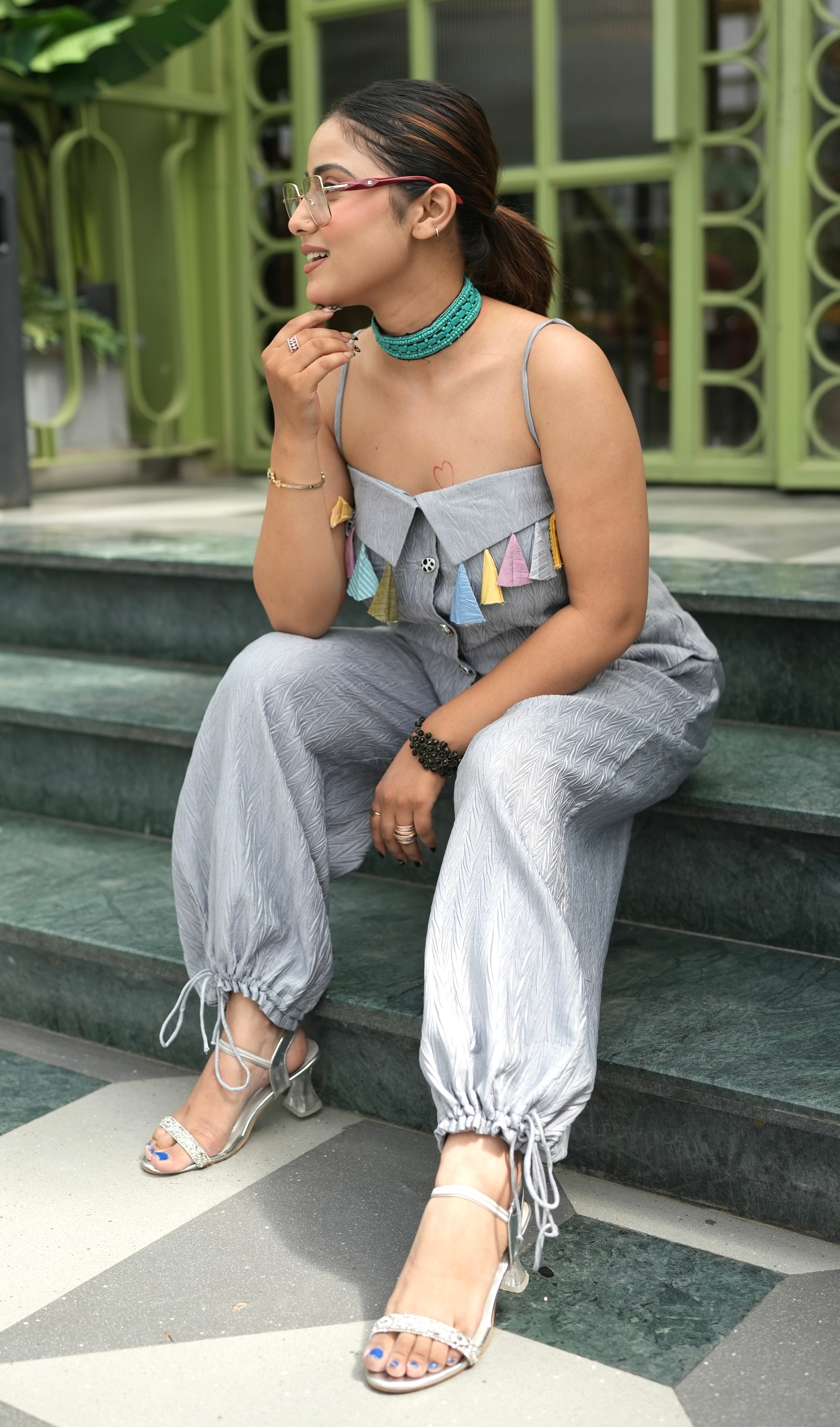 Tassel Tale Pants Coord Set in Grey