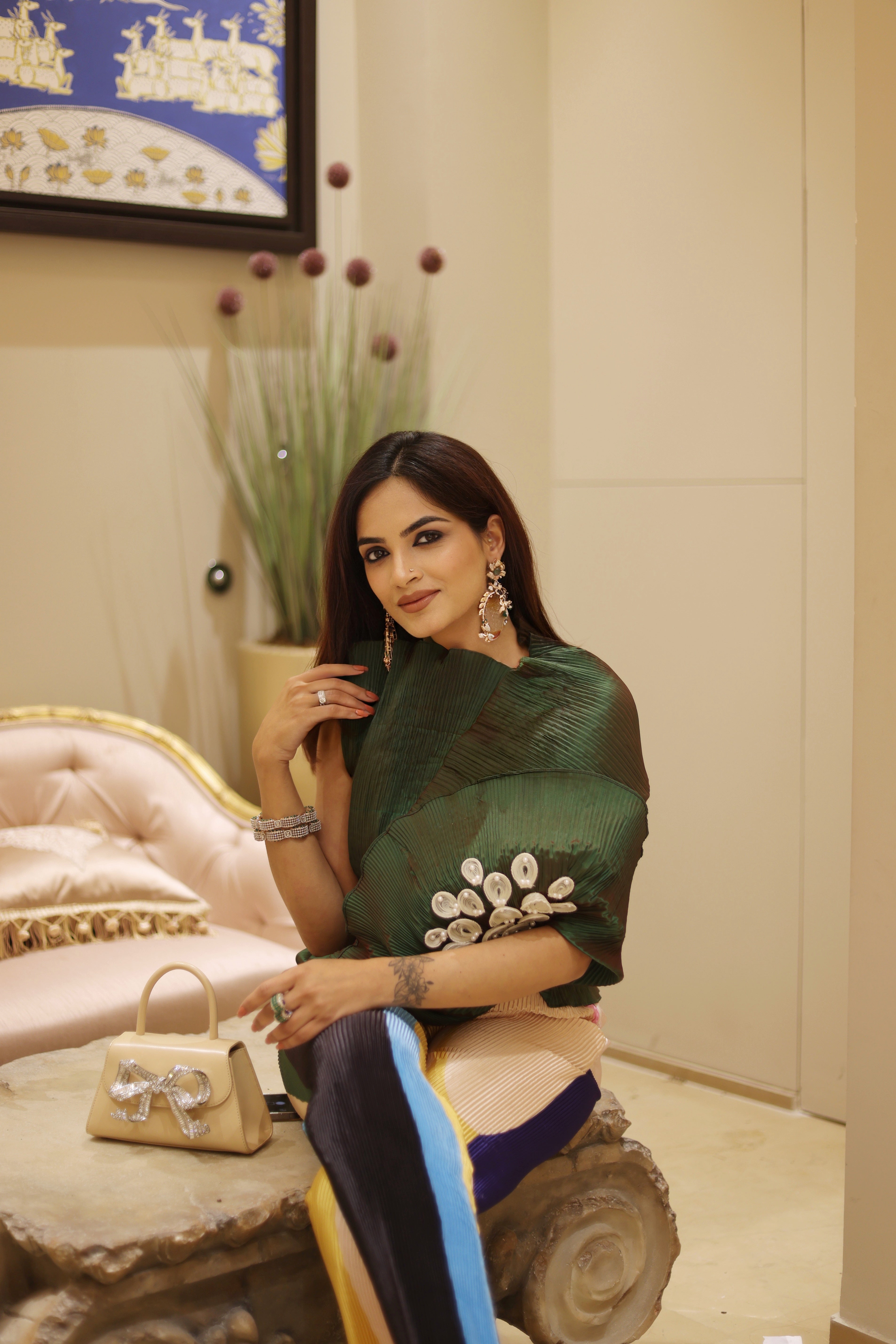 Emerald green lunar bloom top