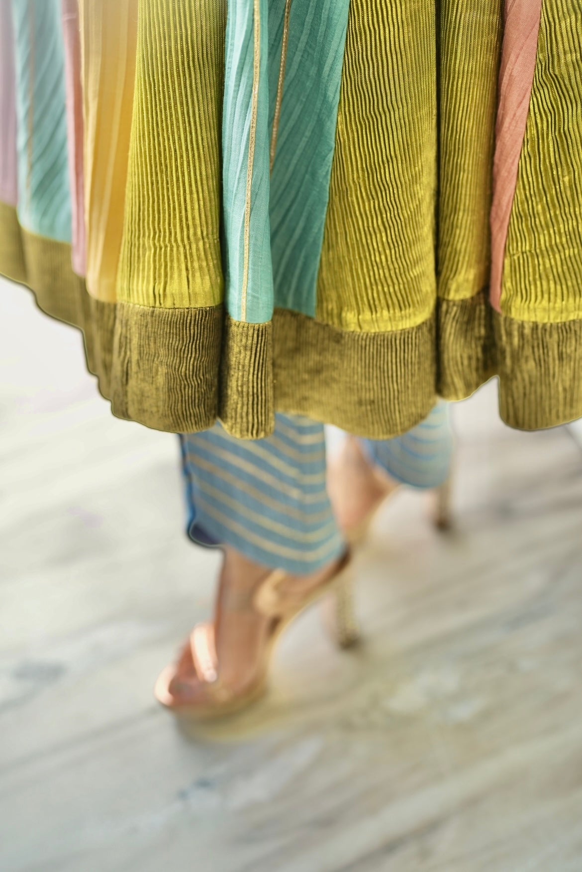 Denim multicolor lehenga set