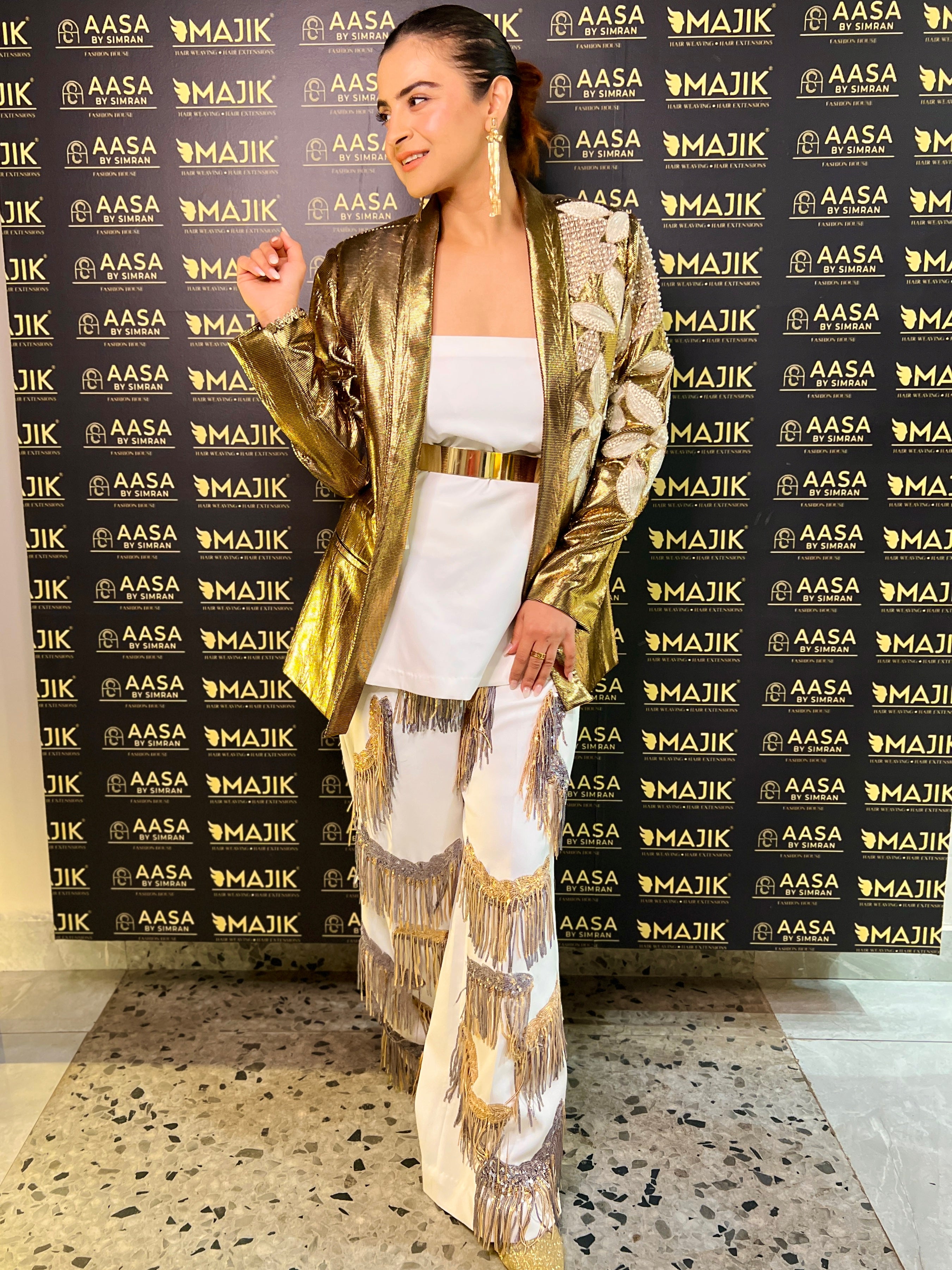 Renaissance White Gold glaze power blazer set