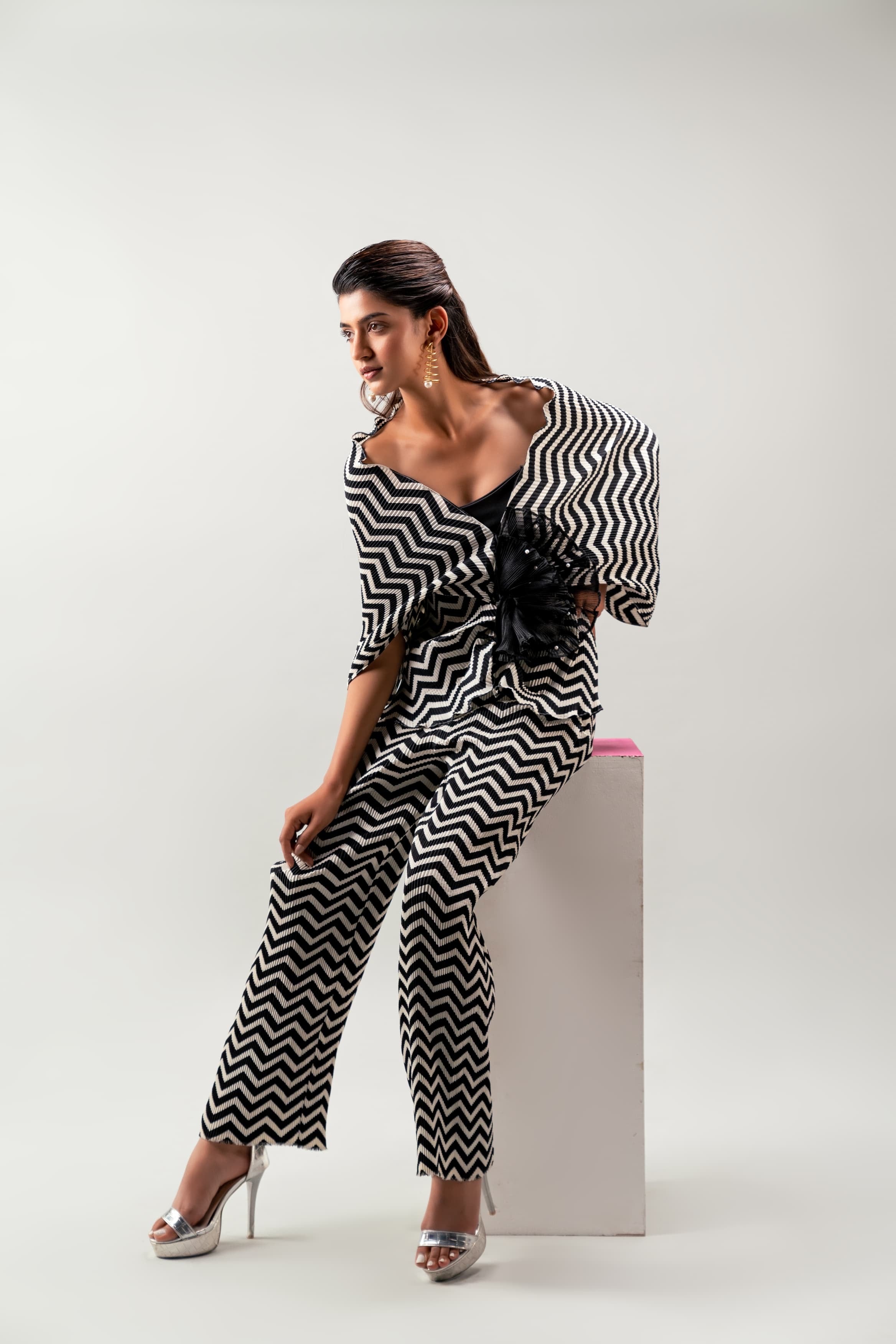 Chevron Cover up pants set with embellishment