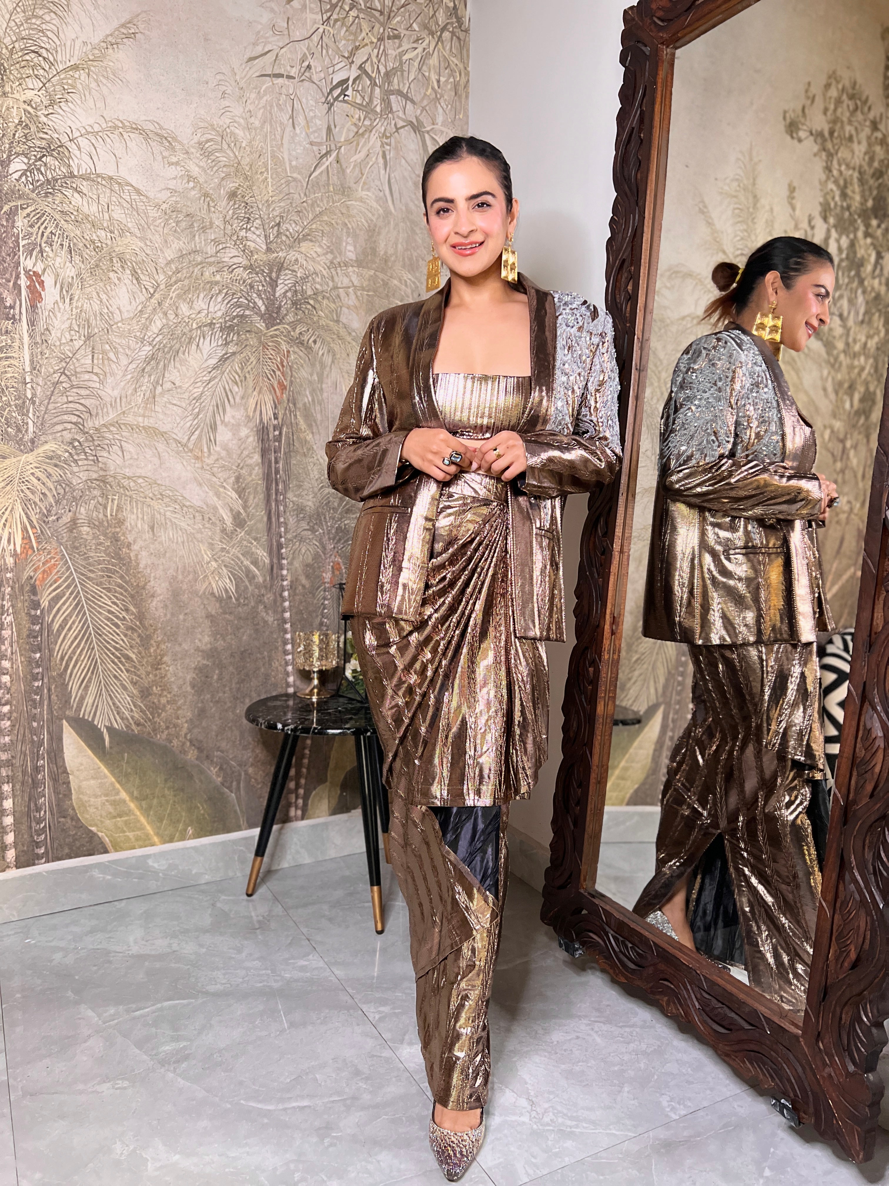 Mettalic Copper drape skirt