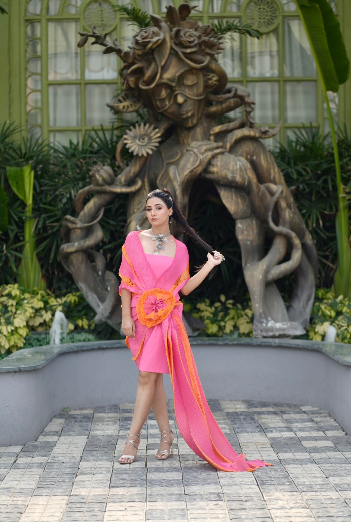 Luxe Wrap dress in Pink Swirl