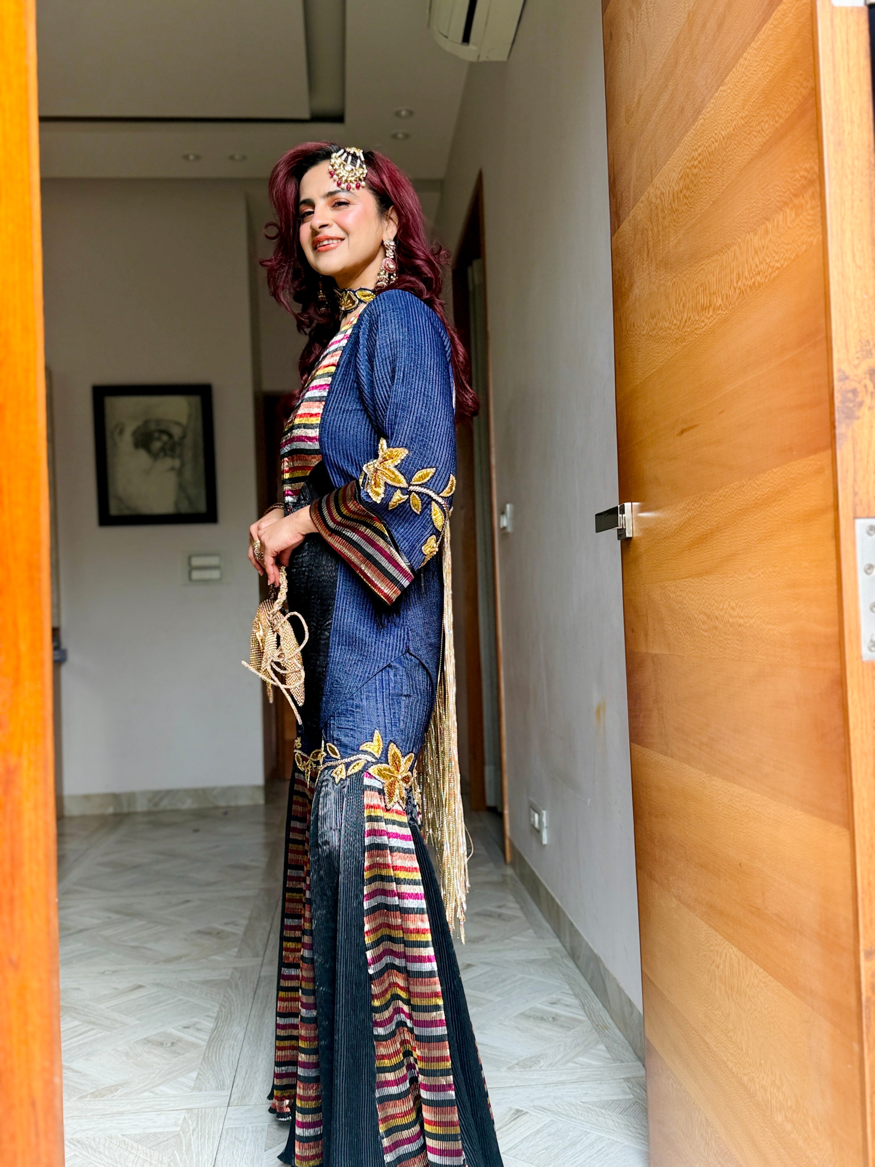 Neel Zari Garara set in Blue