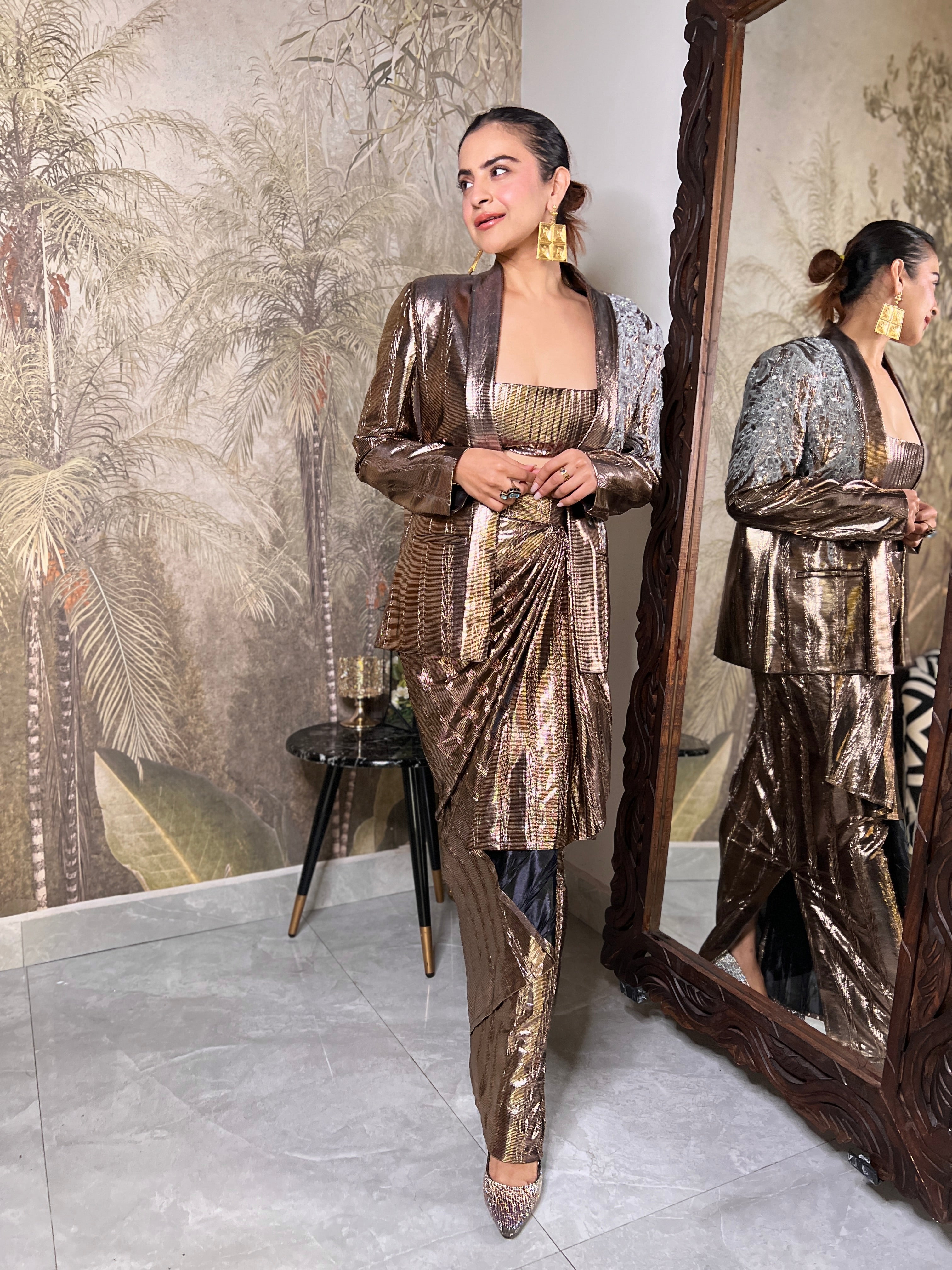 Mettalic Copper drape skirt