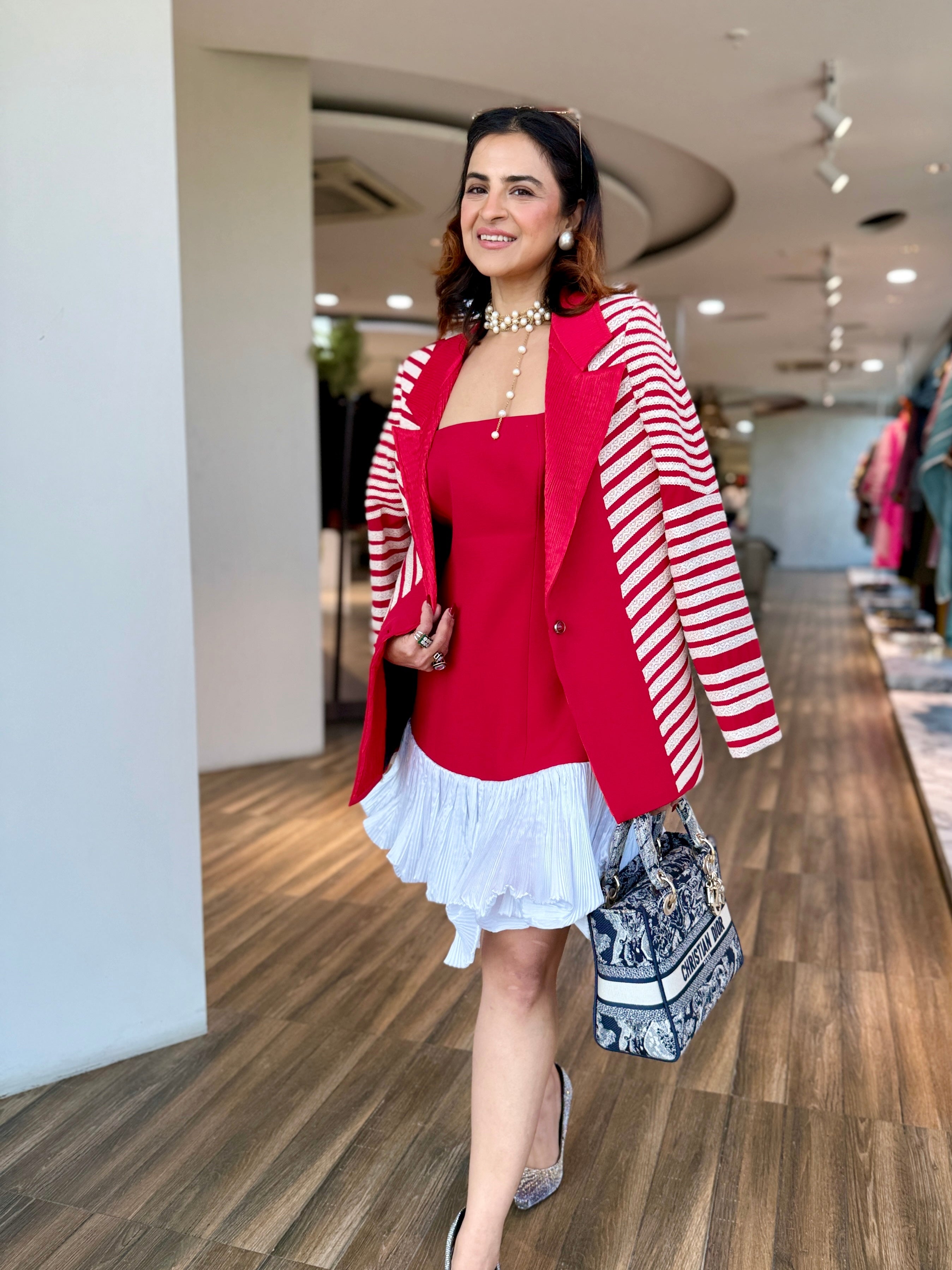 Peplum strappy dress in red