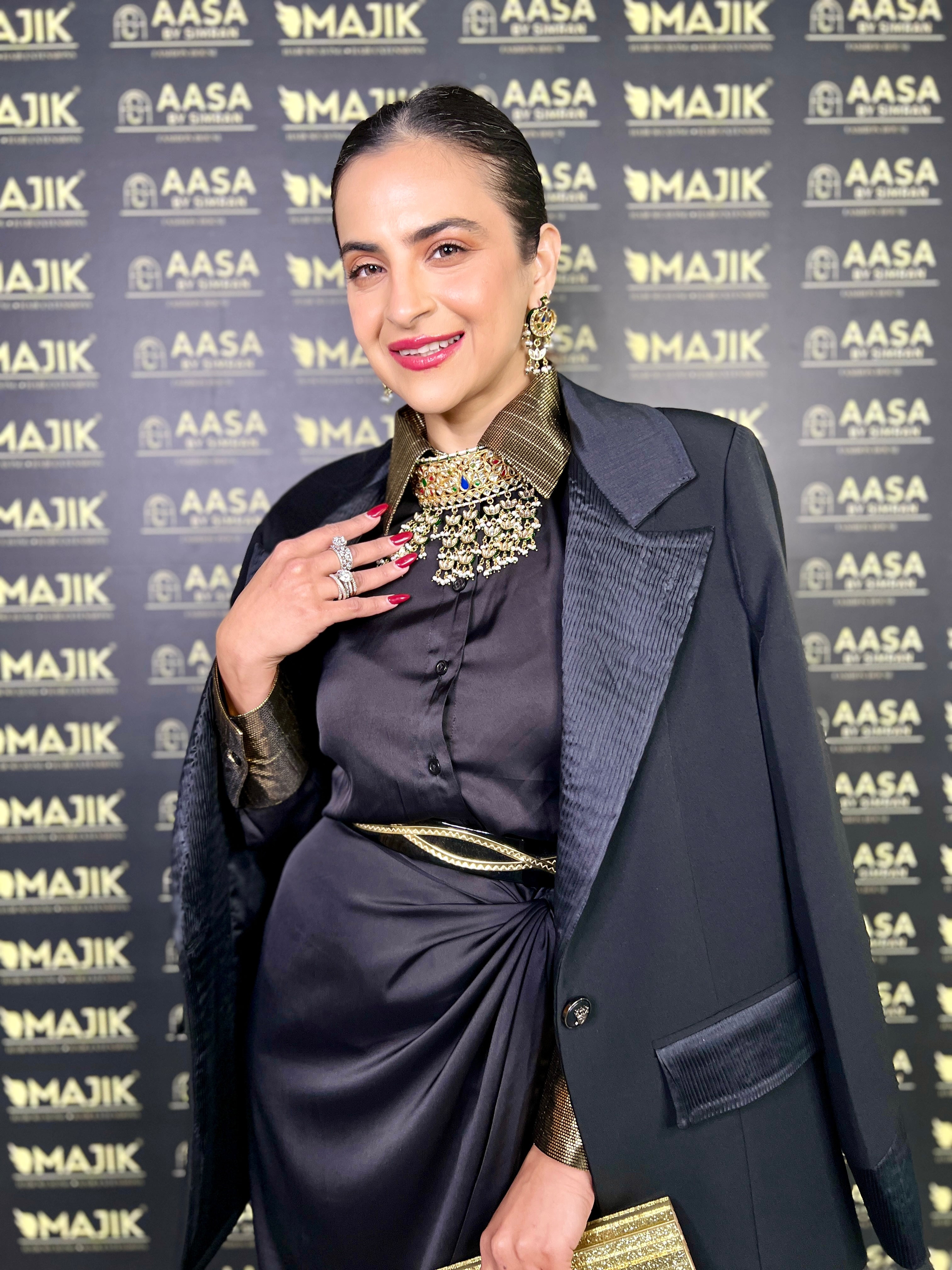 Black silk power blazer