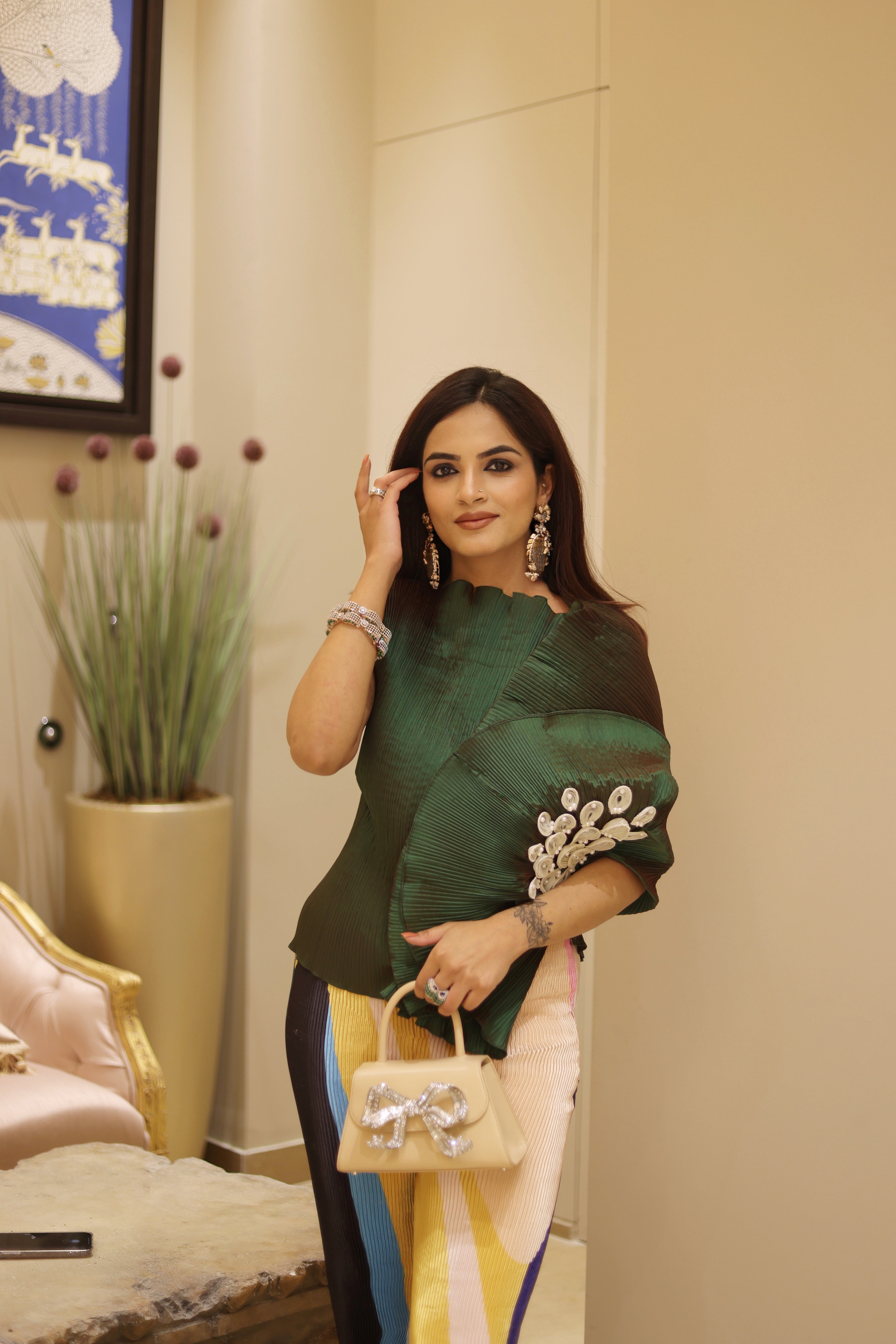 Emerald green lunar bloom top