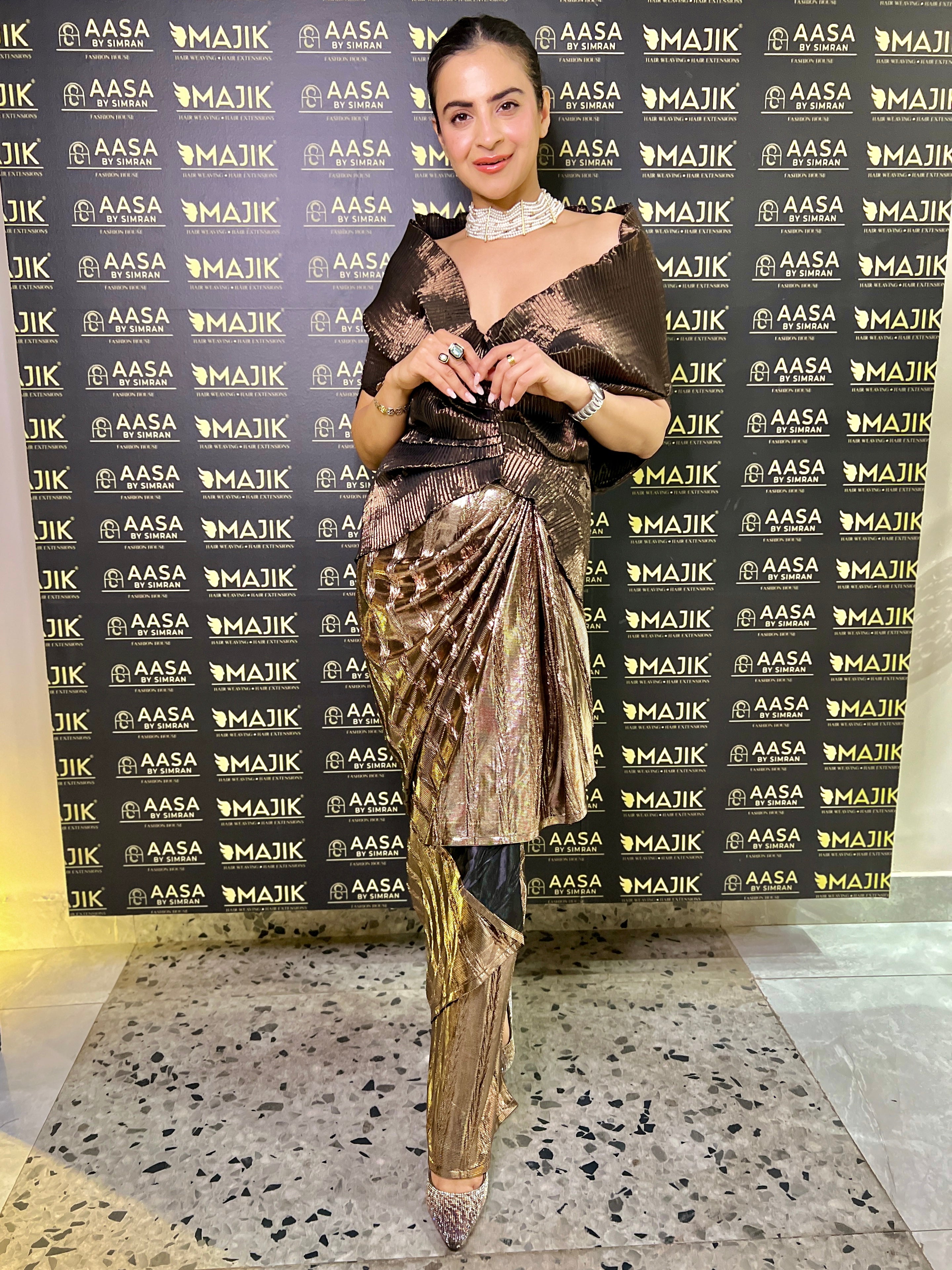 Mettalic Copper drape skirt