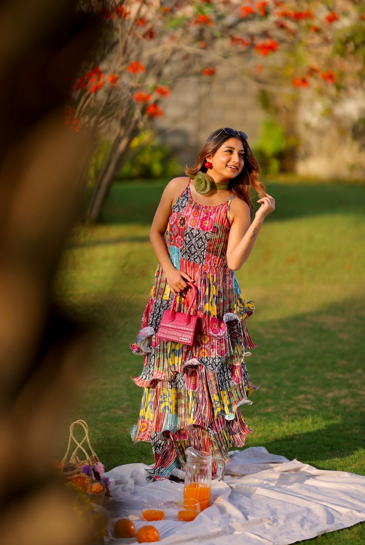 Indie masala Long ruffle layer dress