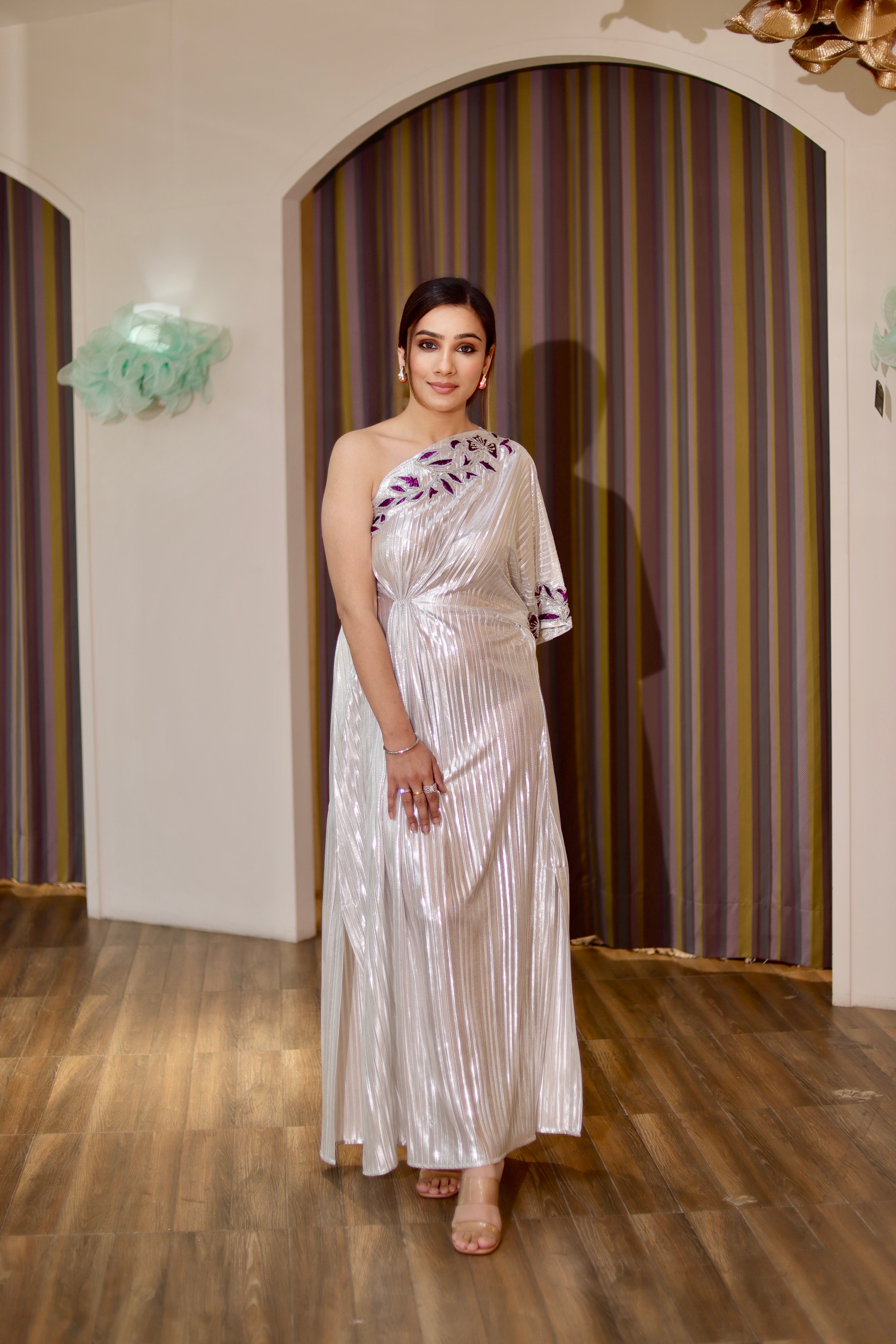 Pearl white drape kaftan
