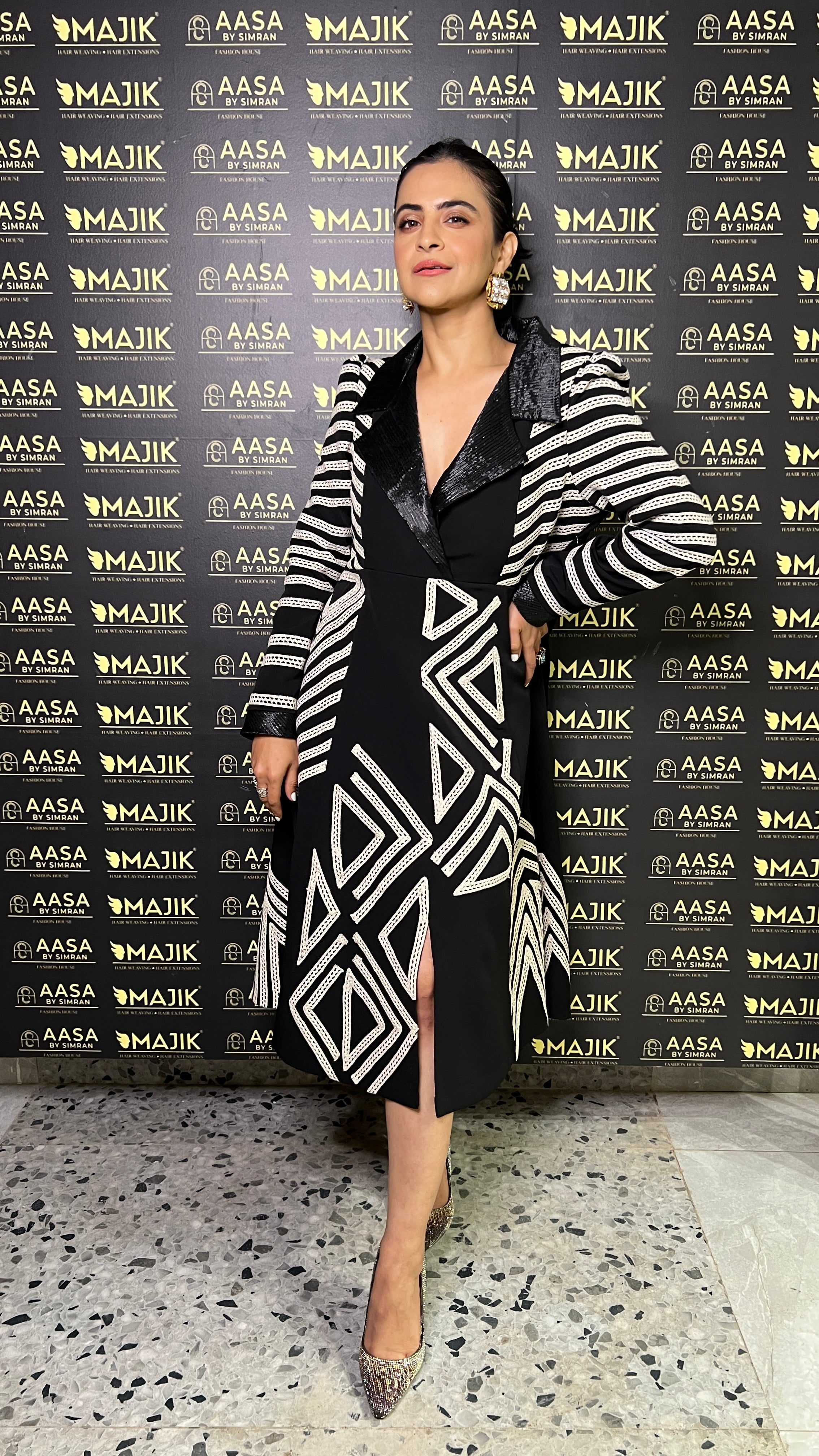 Black & White Illusion Blazer Dress