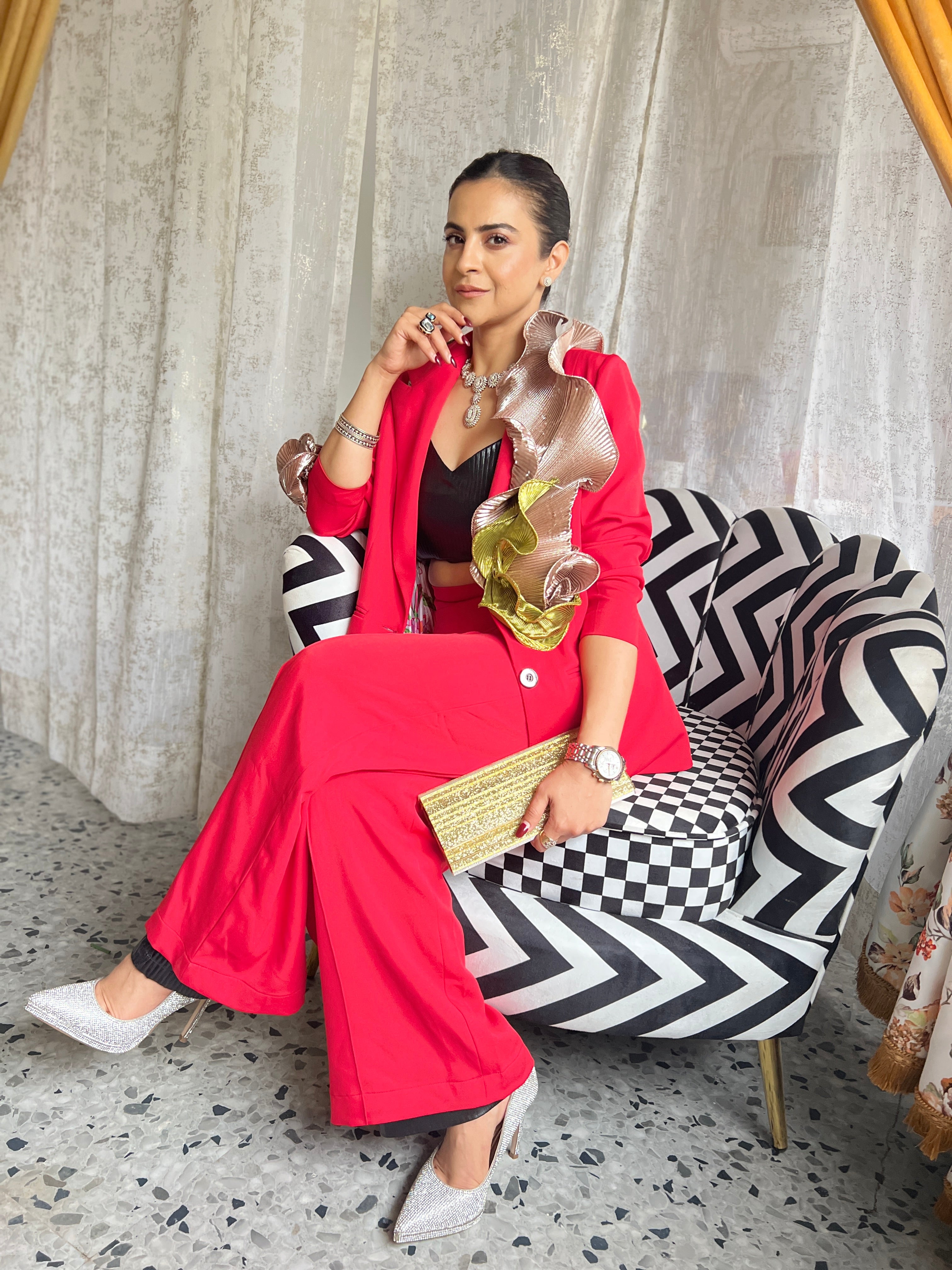 Lava falls swirl Power suit in red