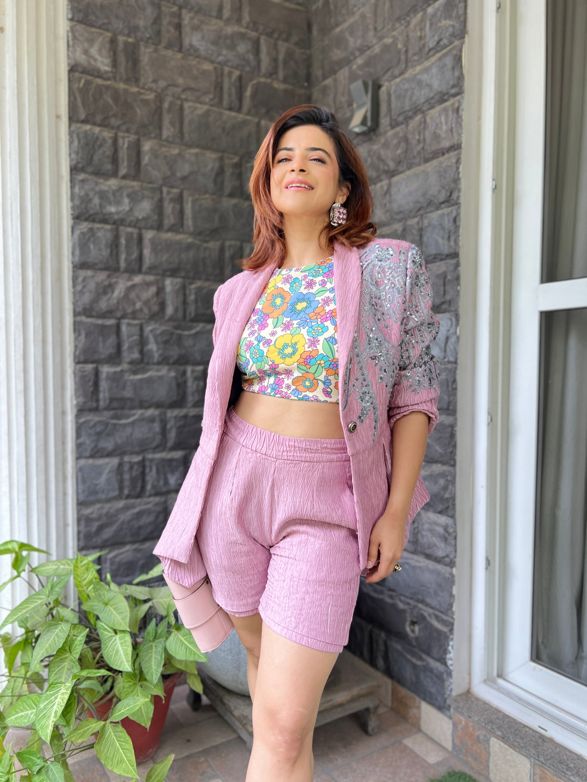 Denim zuri blazer in Bubblegum Pink