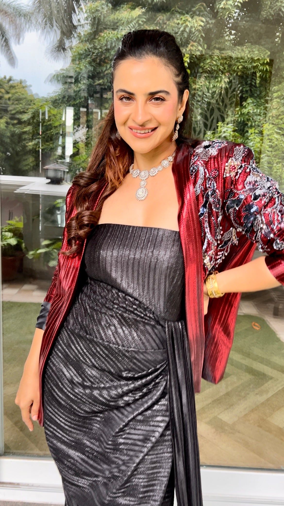 Black corset drape gown