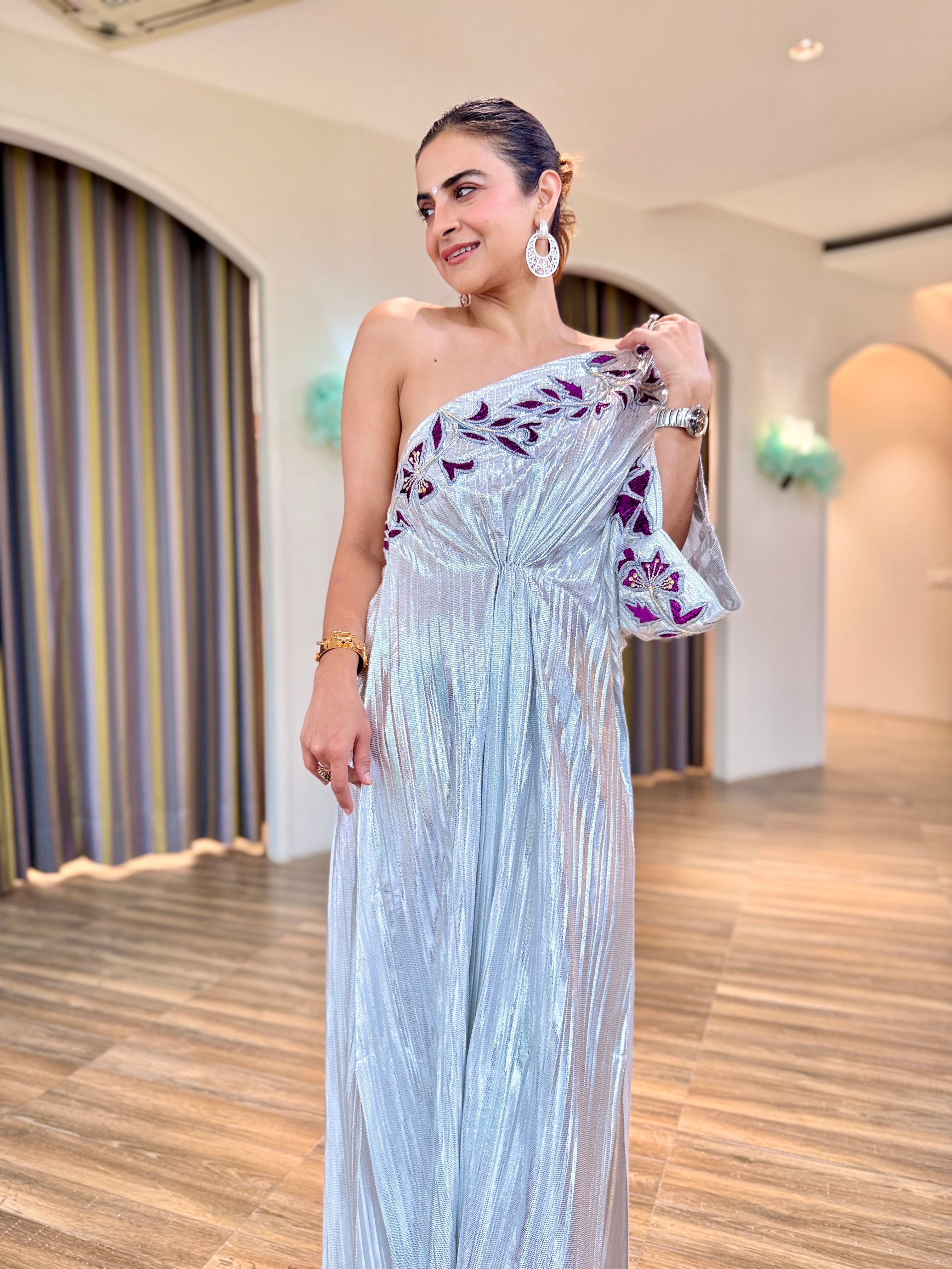 Pearl white drape kaftan