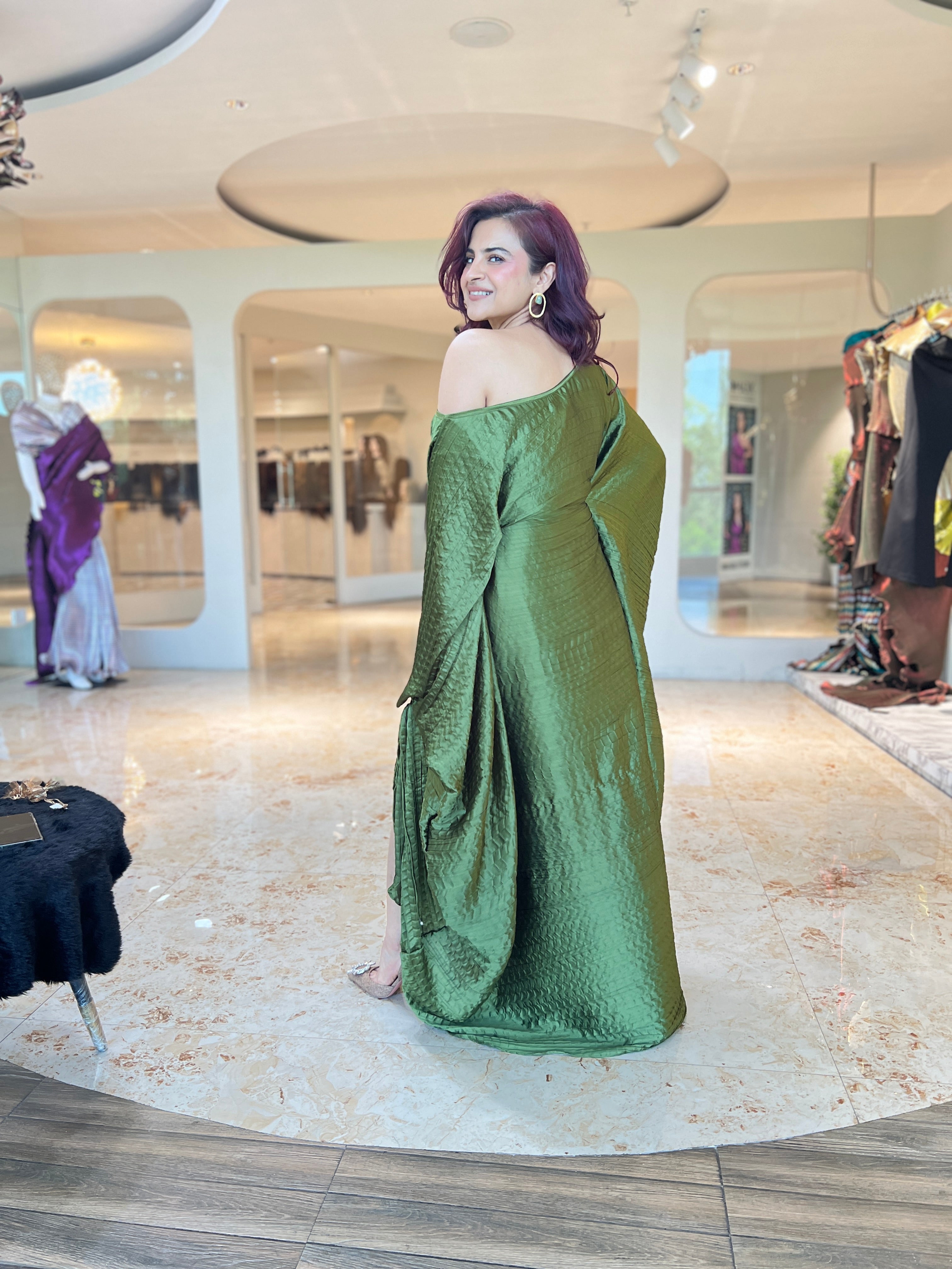 Emerald ruched kaftan