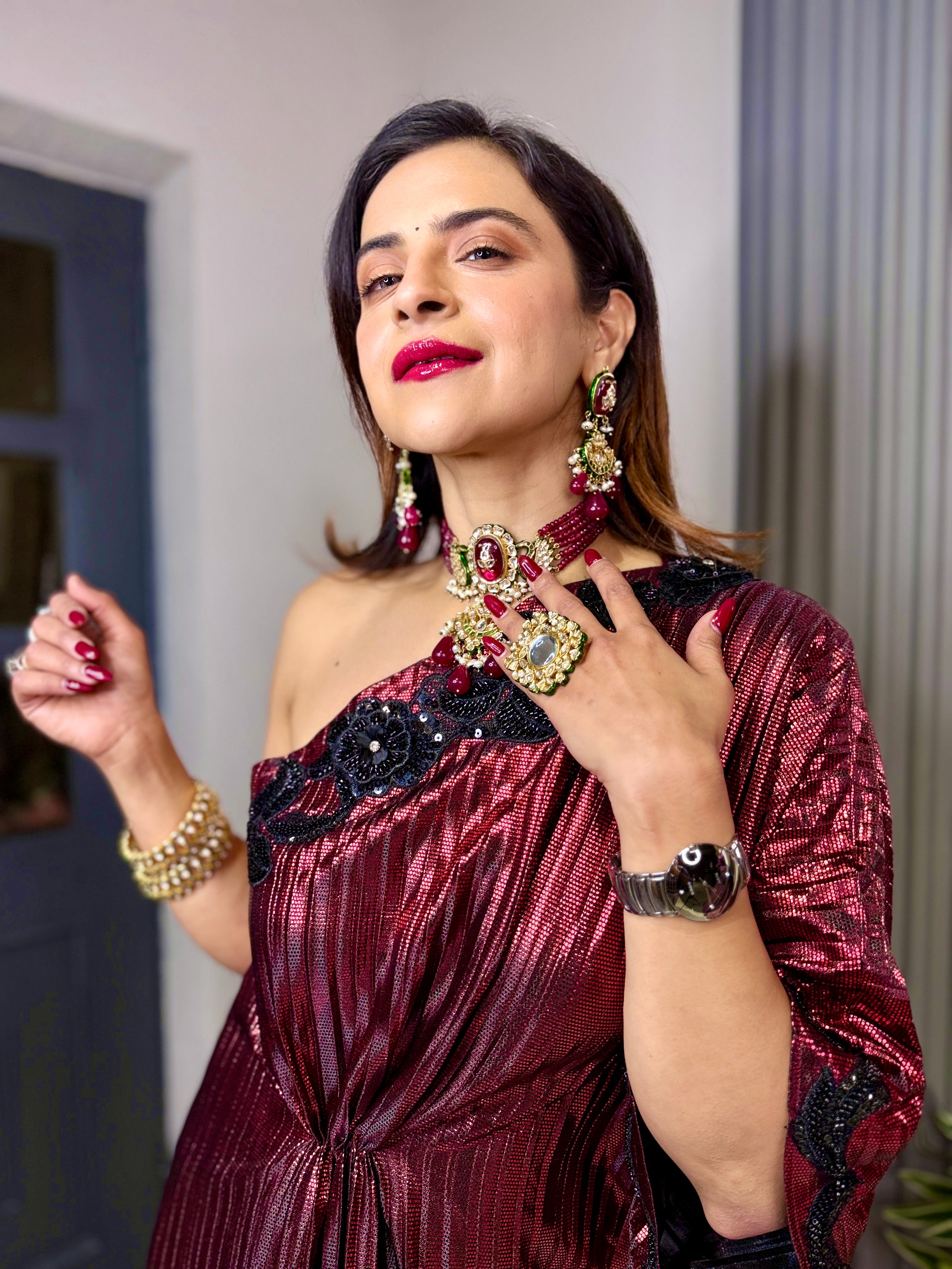 Venetian red drape kaftan