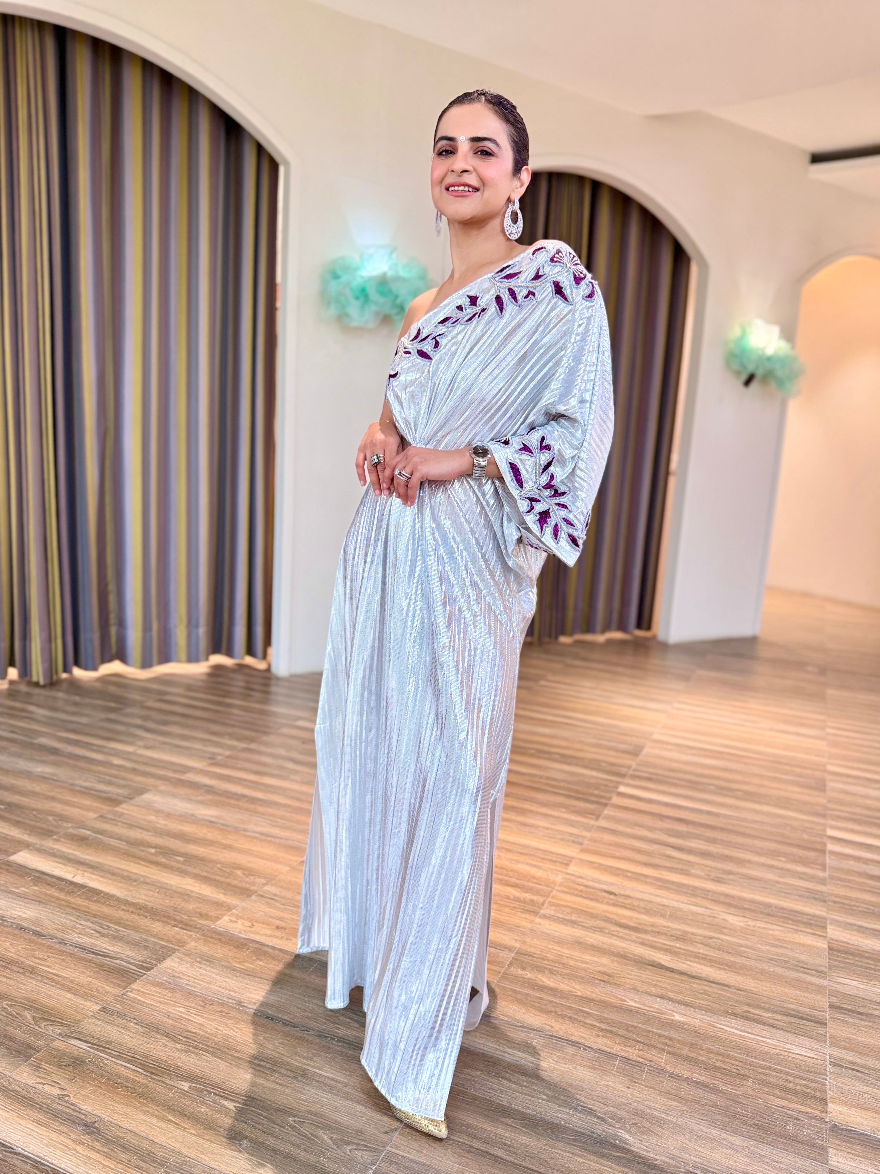 Pearl white drape kaftan