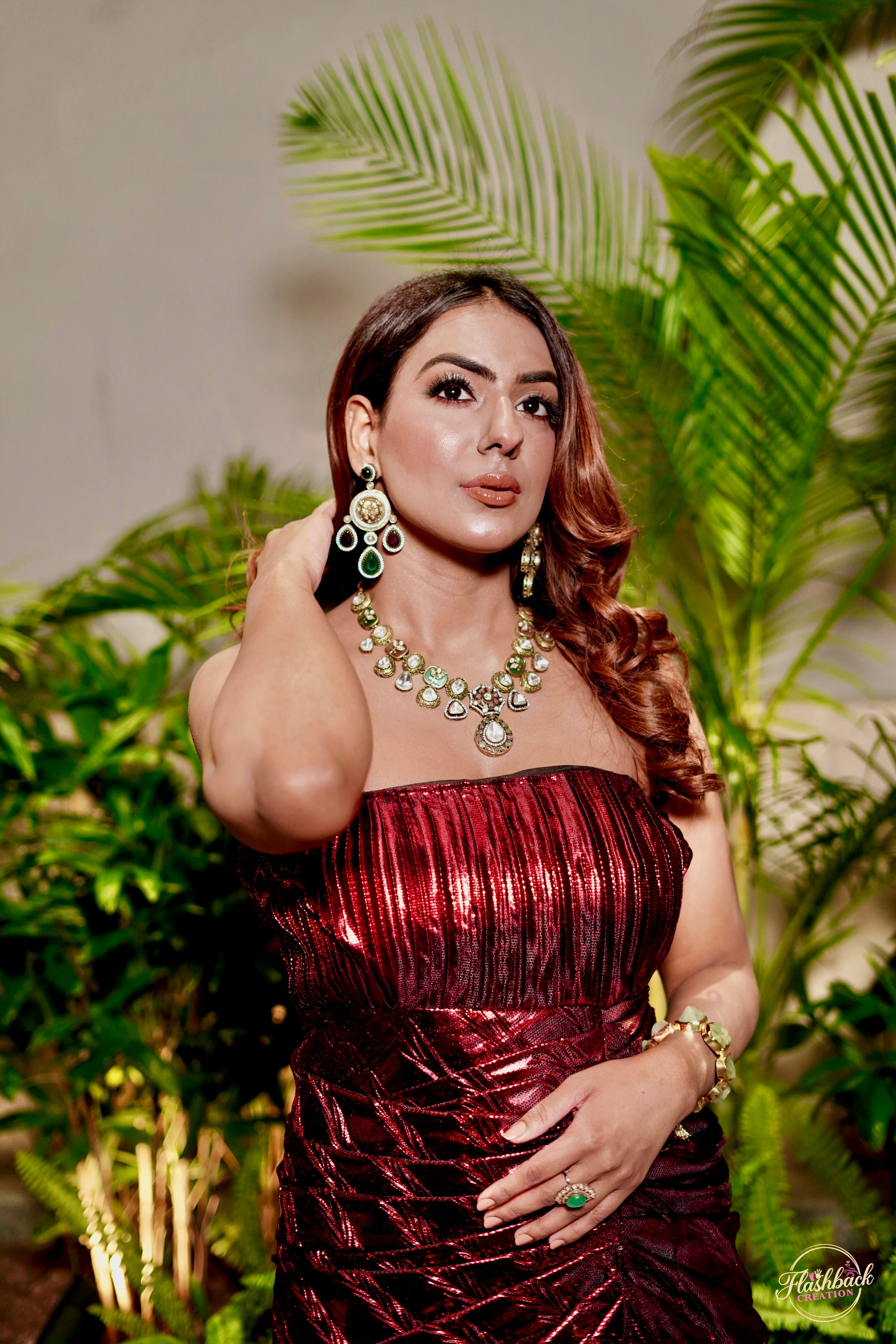 Venetian Red drape tube gown