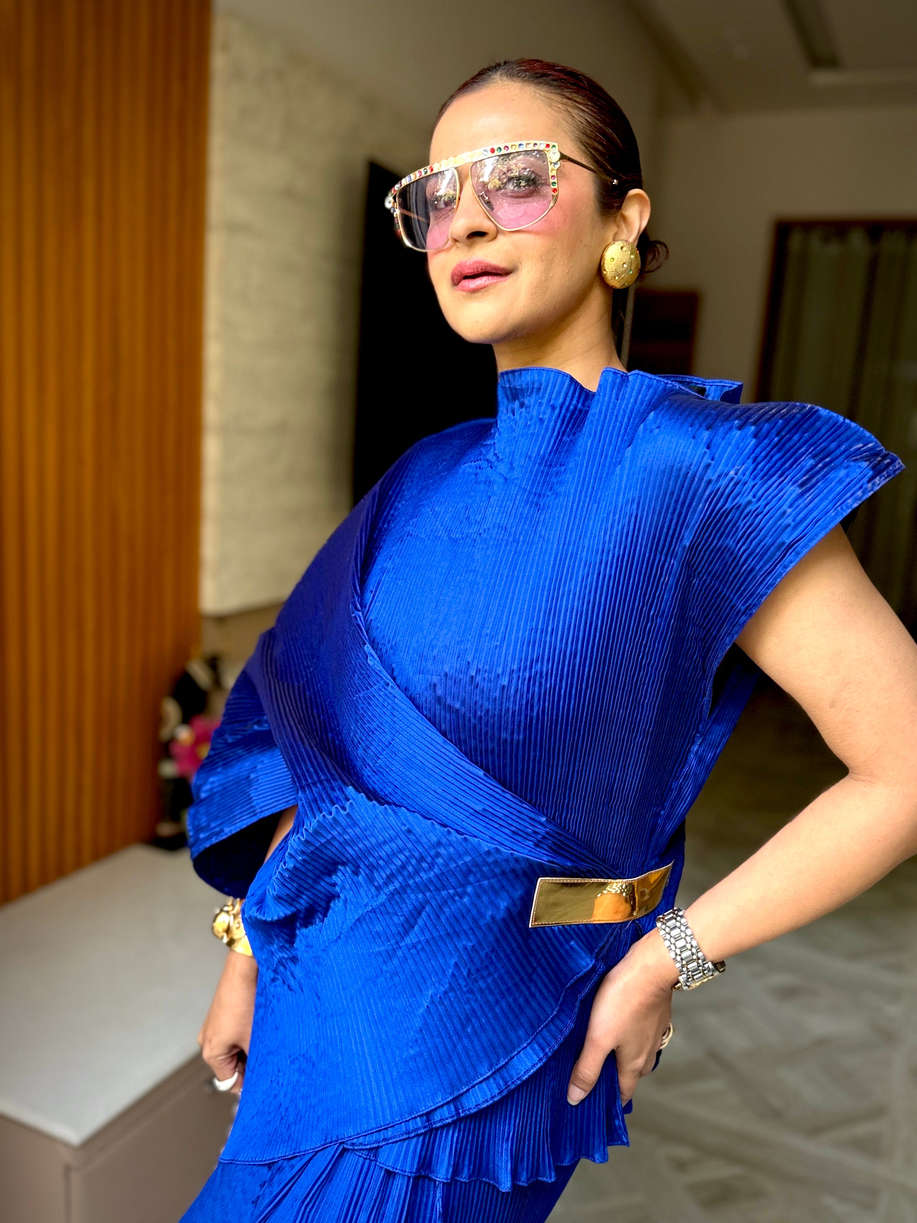 Sapphire Buckle Lunar Bloom Top in Electric Blue