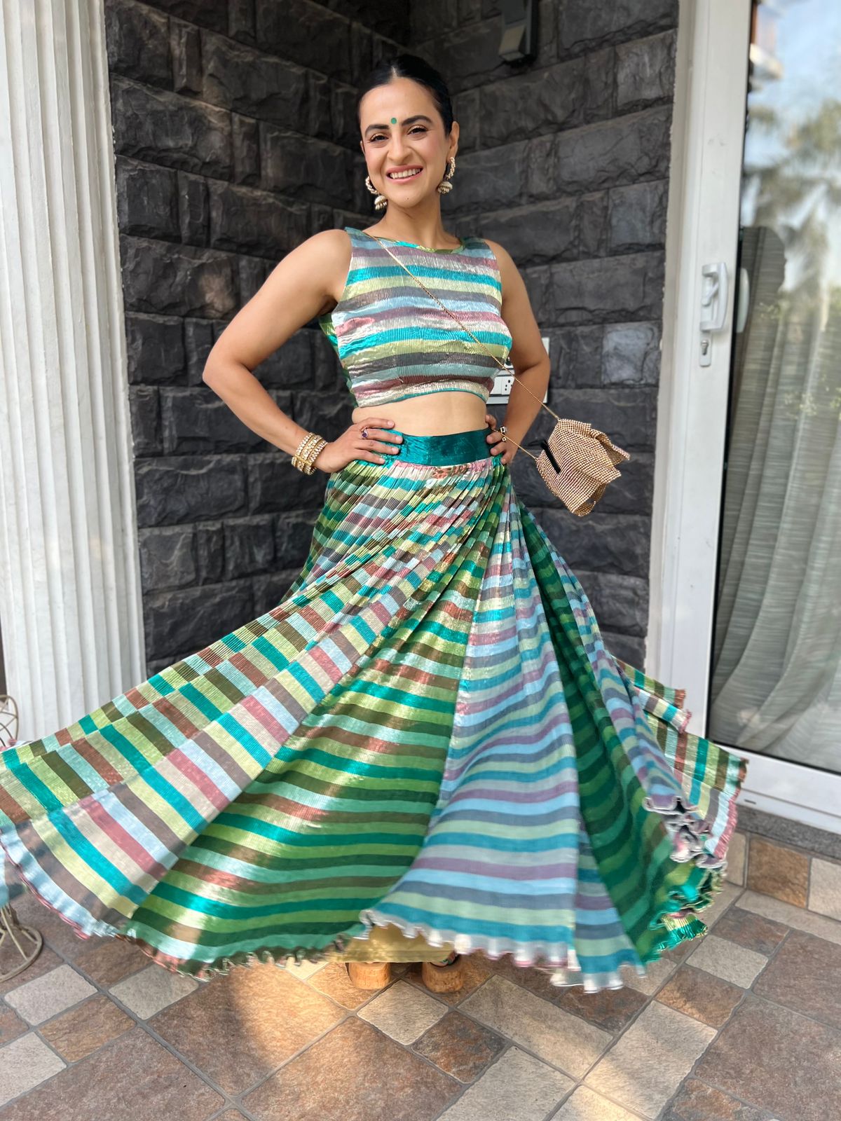 Shimmer Multi color lehenga set