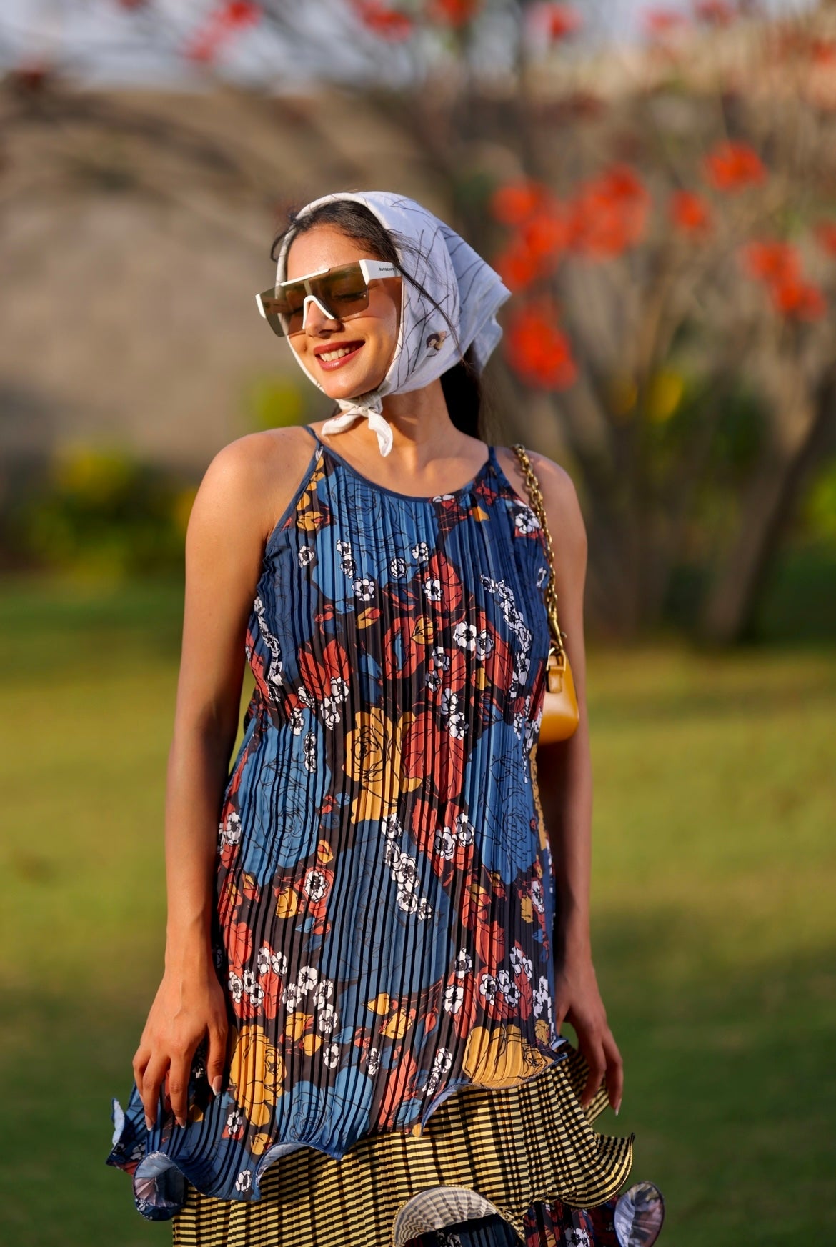 Martinique gold long ruffle layer dress