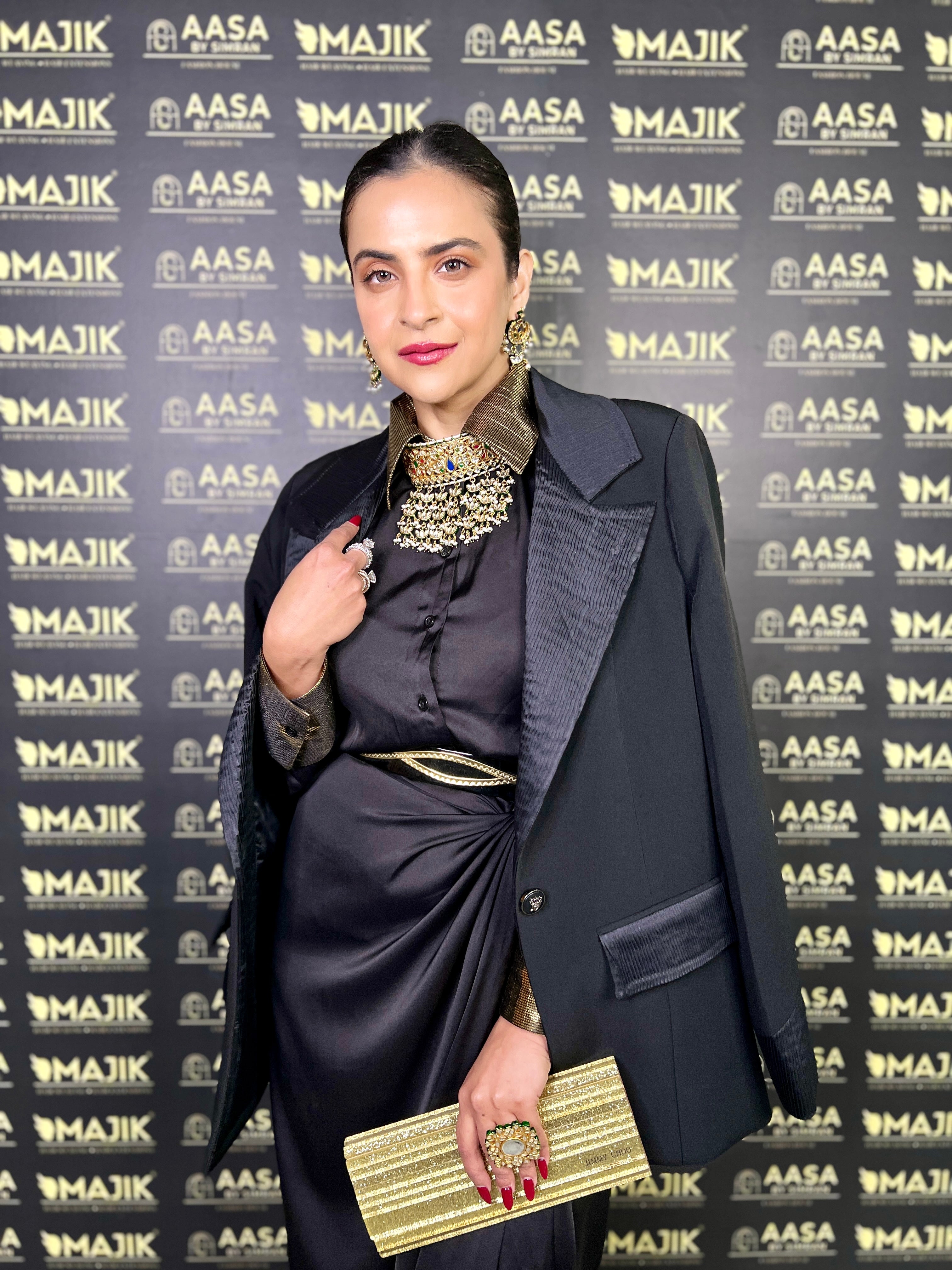 Black silk power blazer