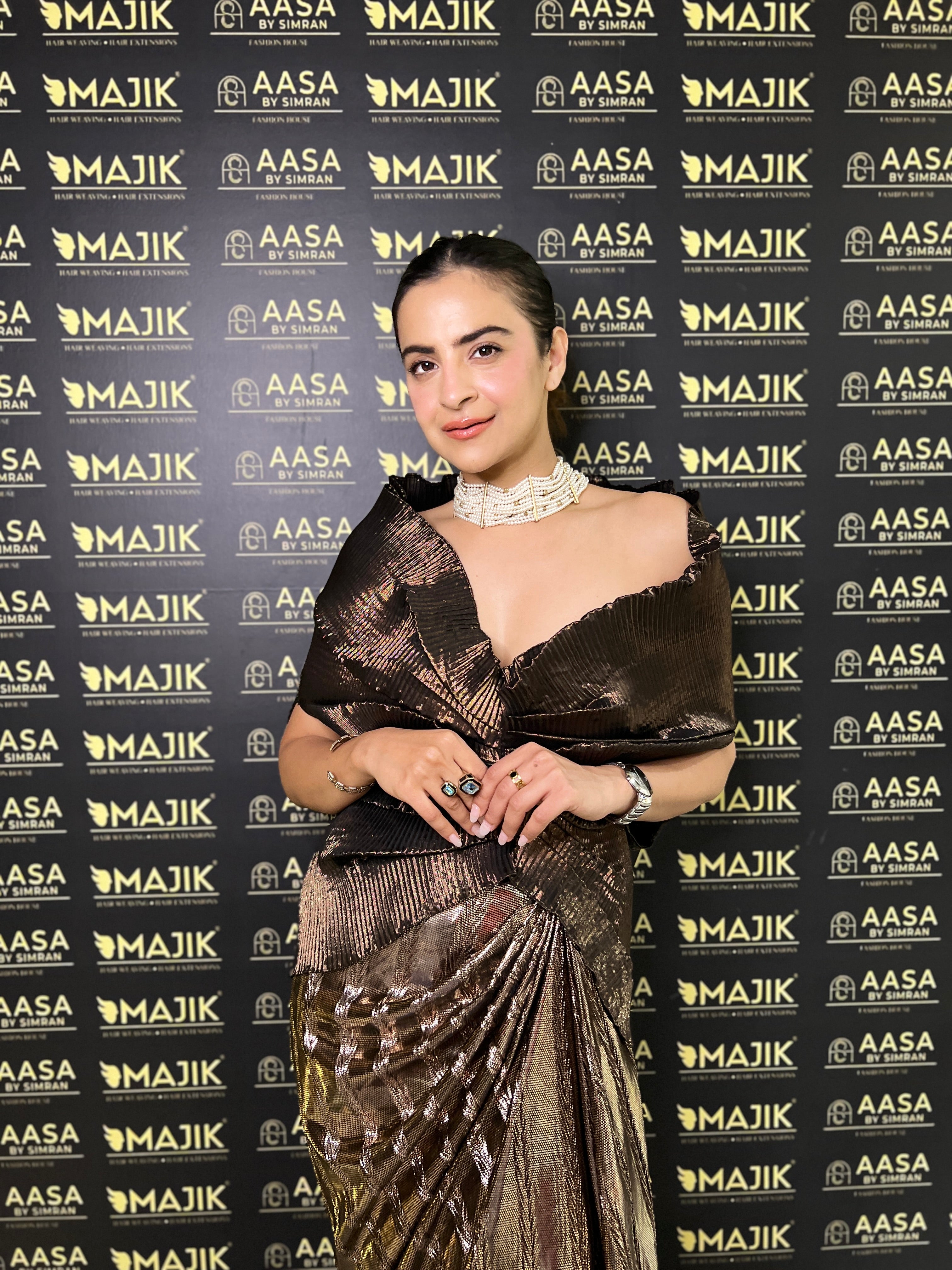 Copper glaze multi drape skirt set