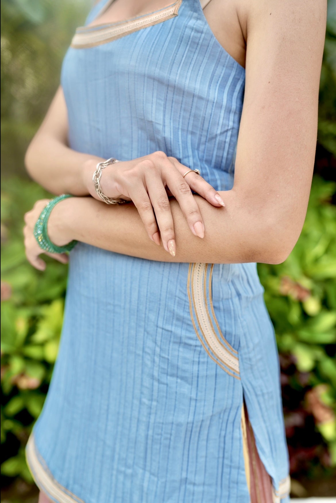 Denim multicolor Lehenga set