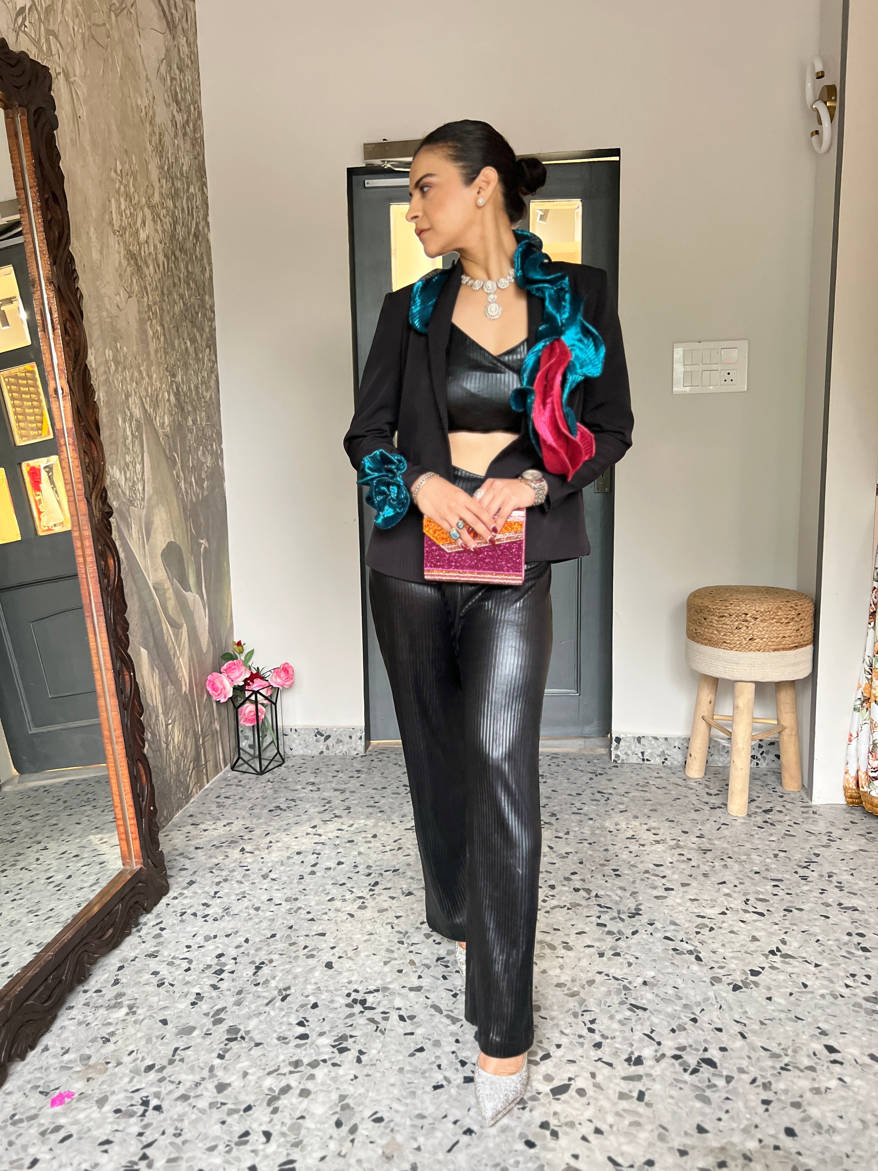 Black rose swirl Power blazer