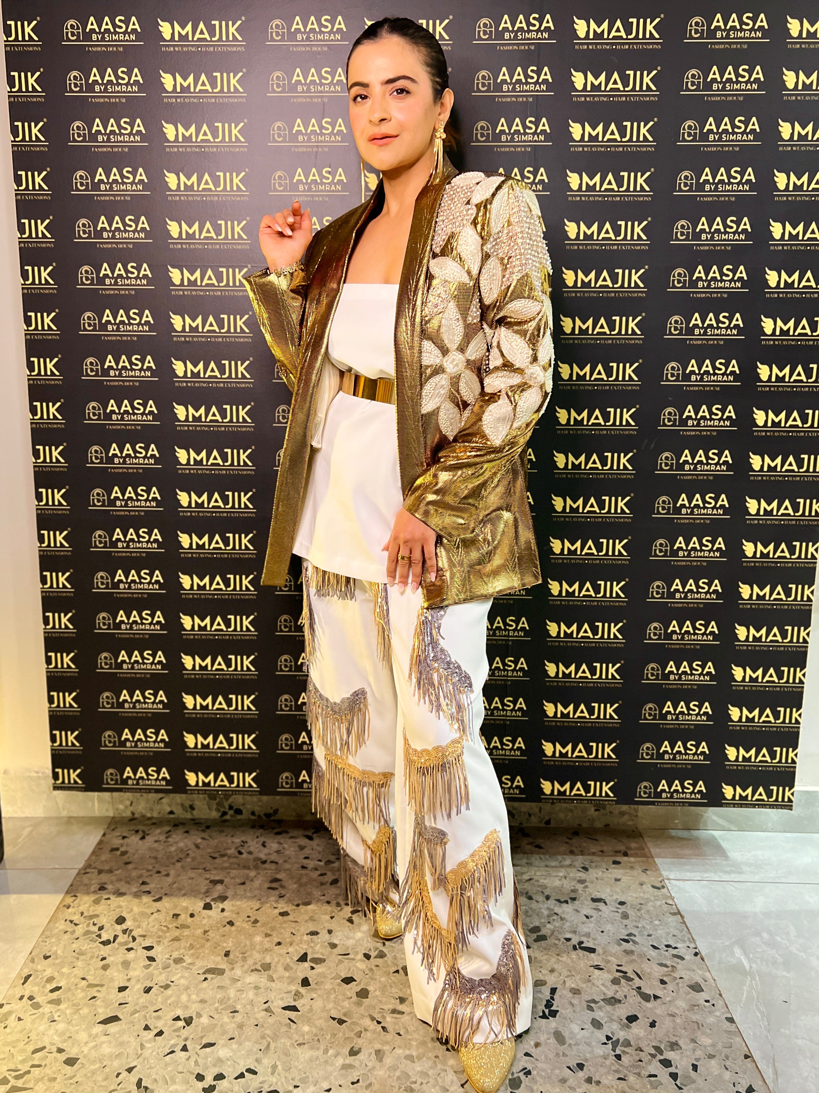 Renaissance White Gold glaze power blazer set