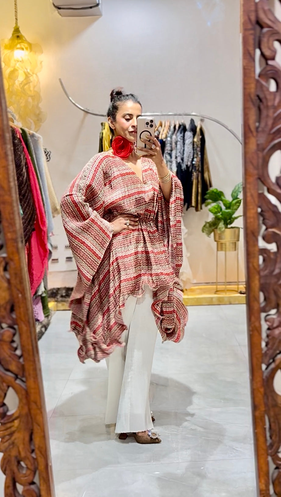 Moon kaftan in red stripe