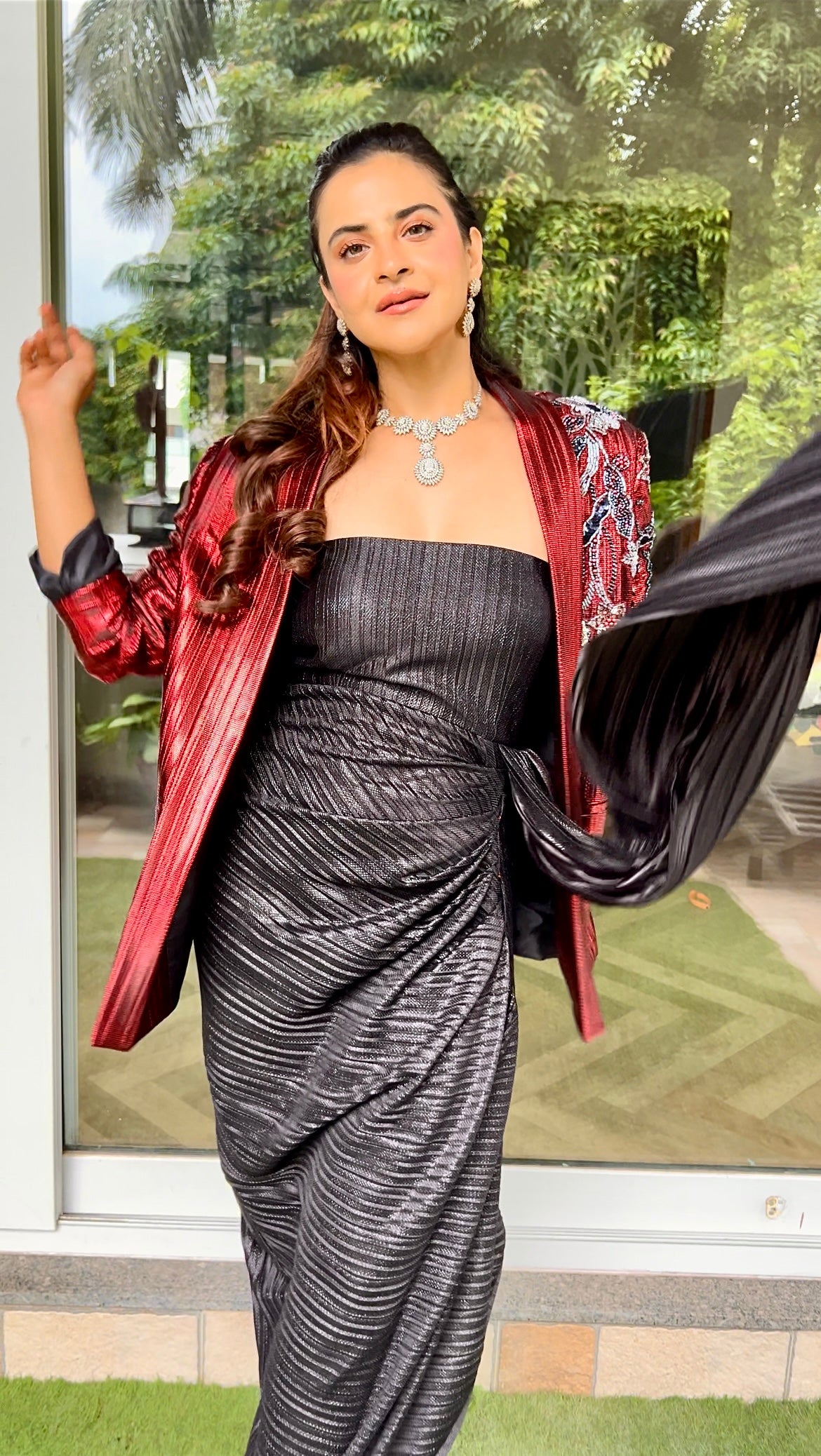 Black corset drape gown