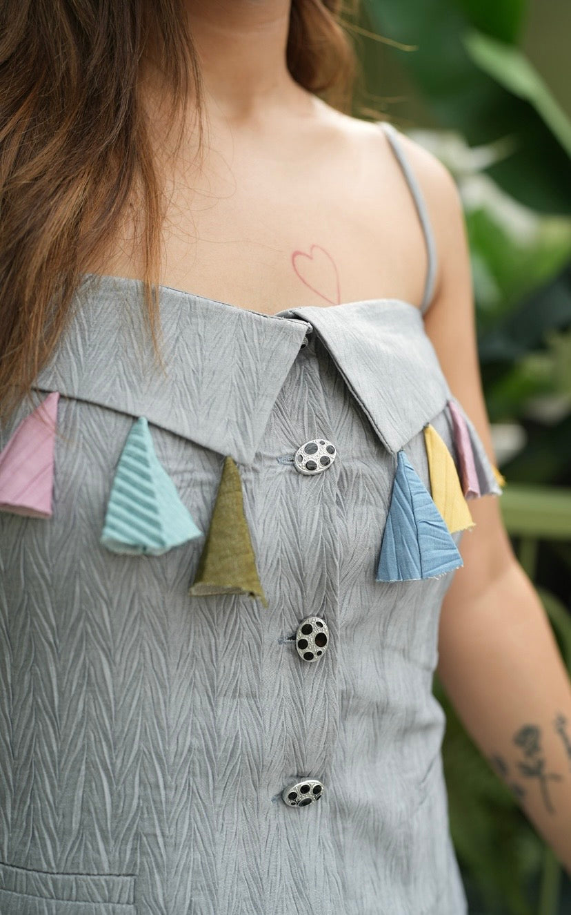 Tassel Tale Pants Coord Set in Grey