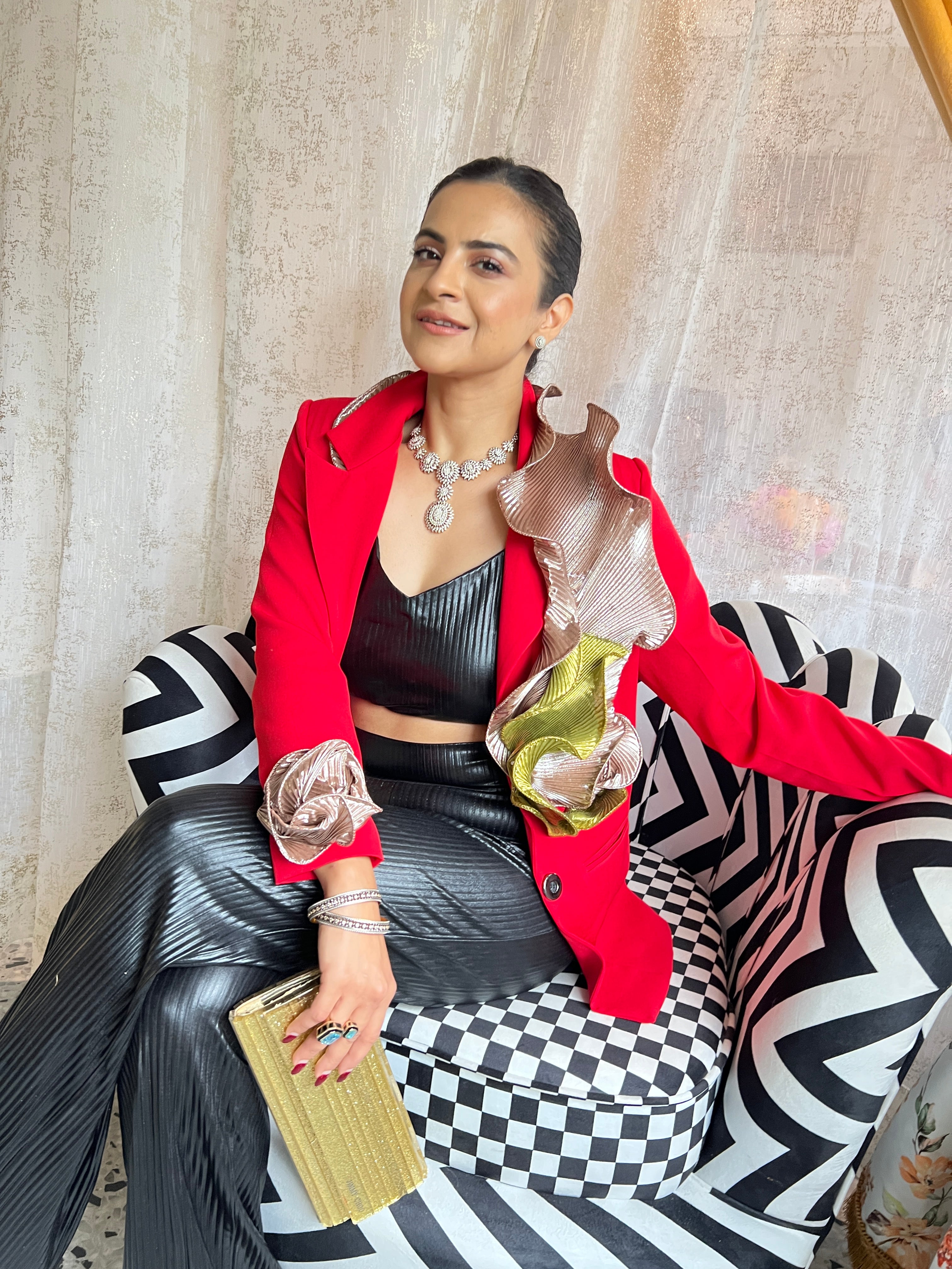 Scarlet Candy Swirl Power Blazer