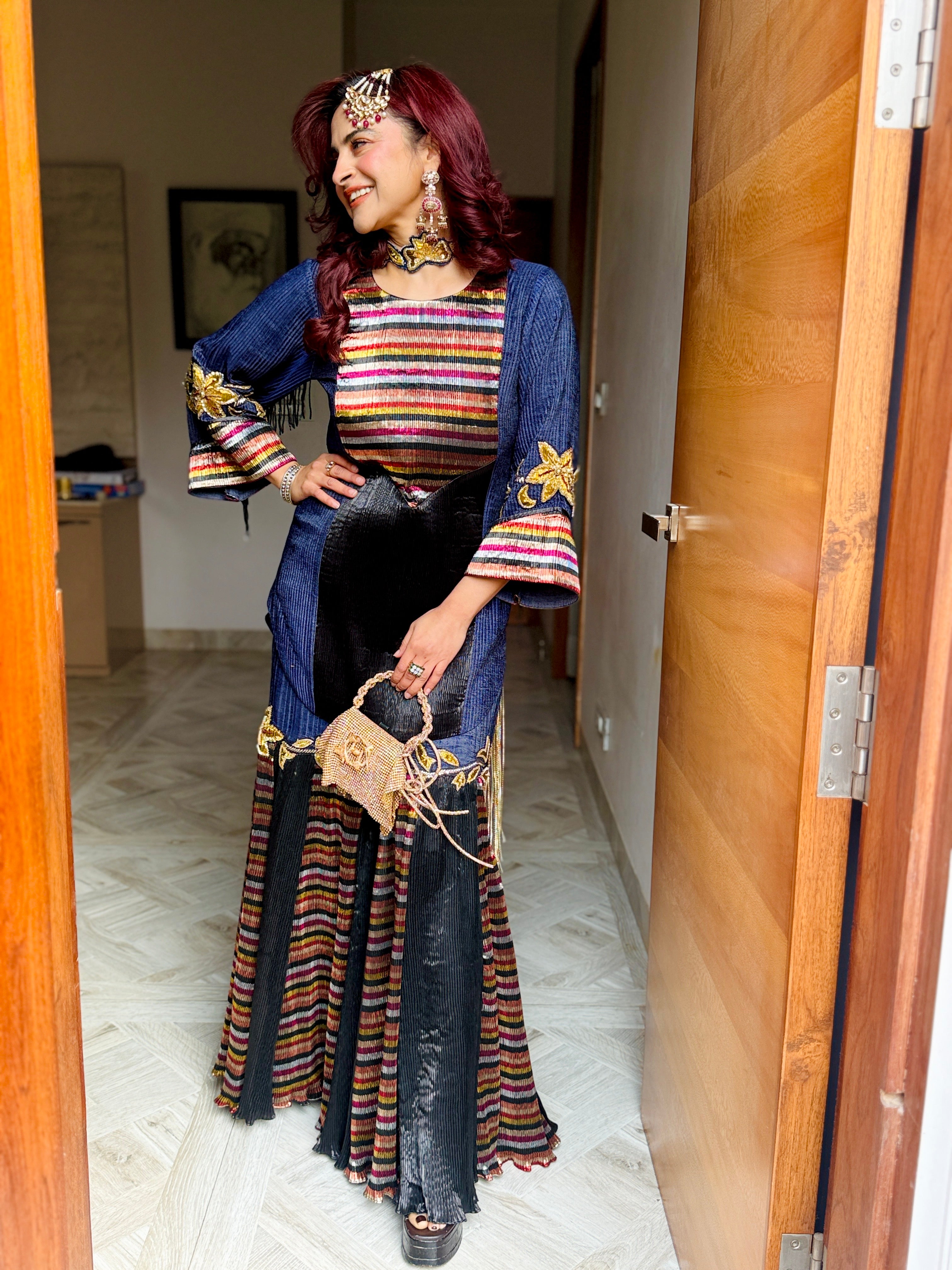 Neel Zari Garara set in Blue