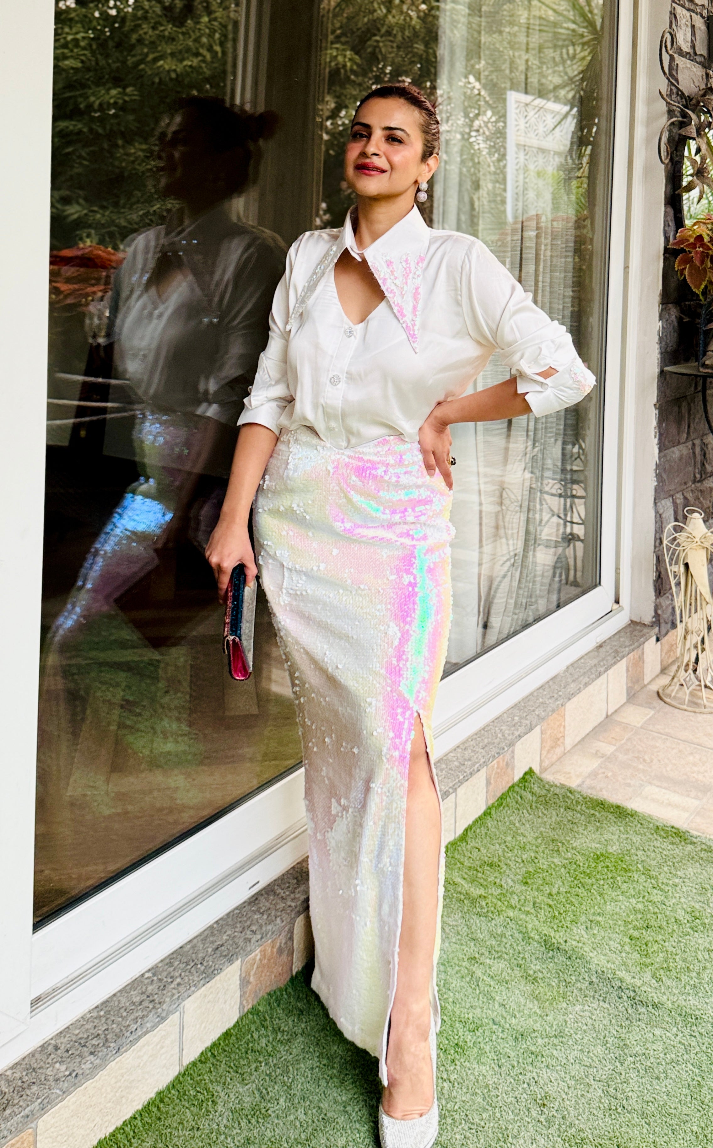 Pearl chrome Set in Chromatic White