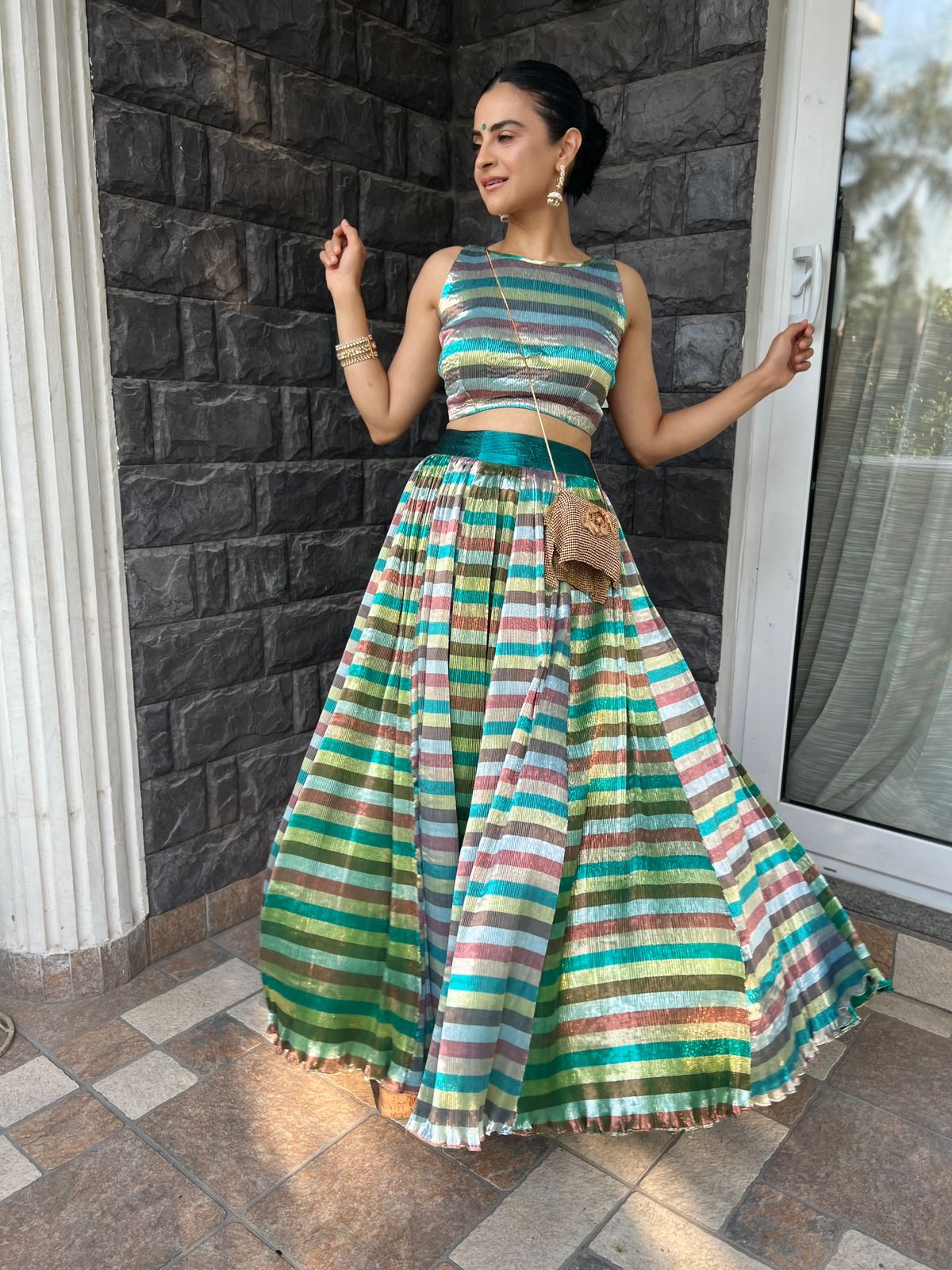 Shimmer Multi color lehenga set