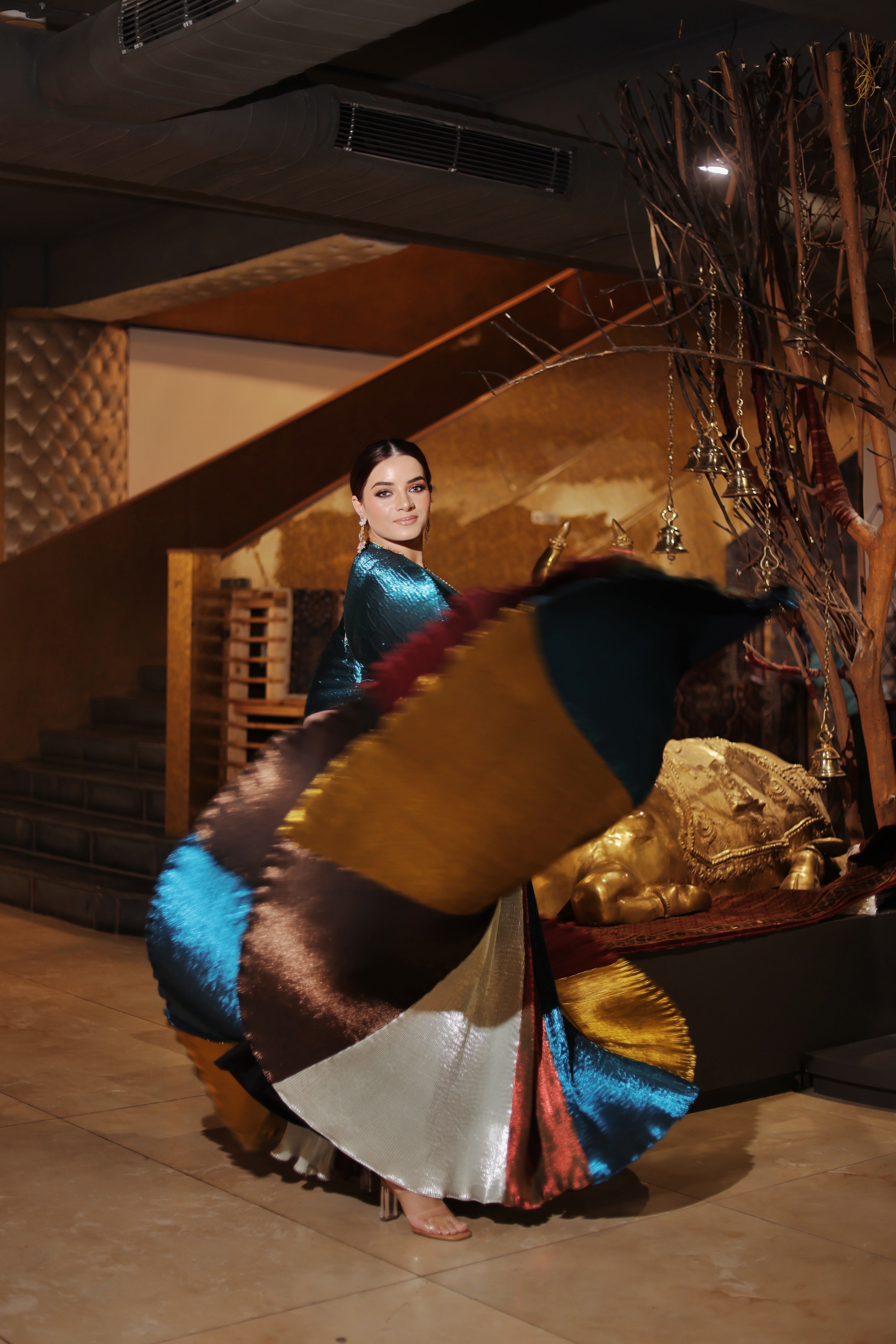 Evergreen Lehenga Set with Turquoise Moon Lift