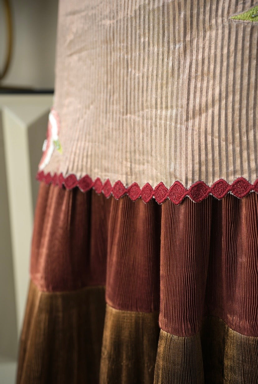 Cinnamon Rust Embroidered Kurta with Garara and Dupatta