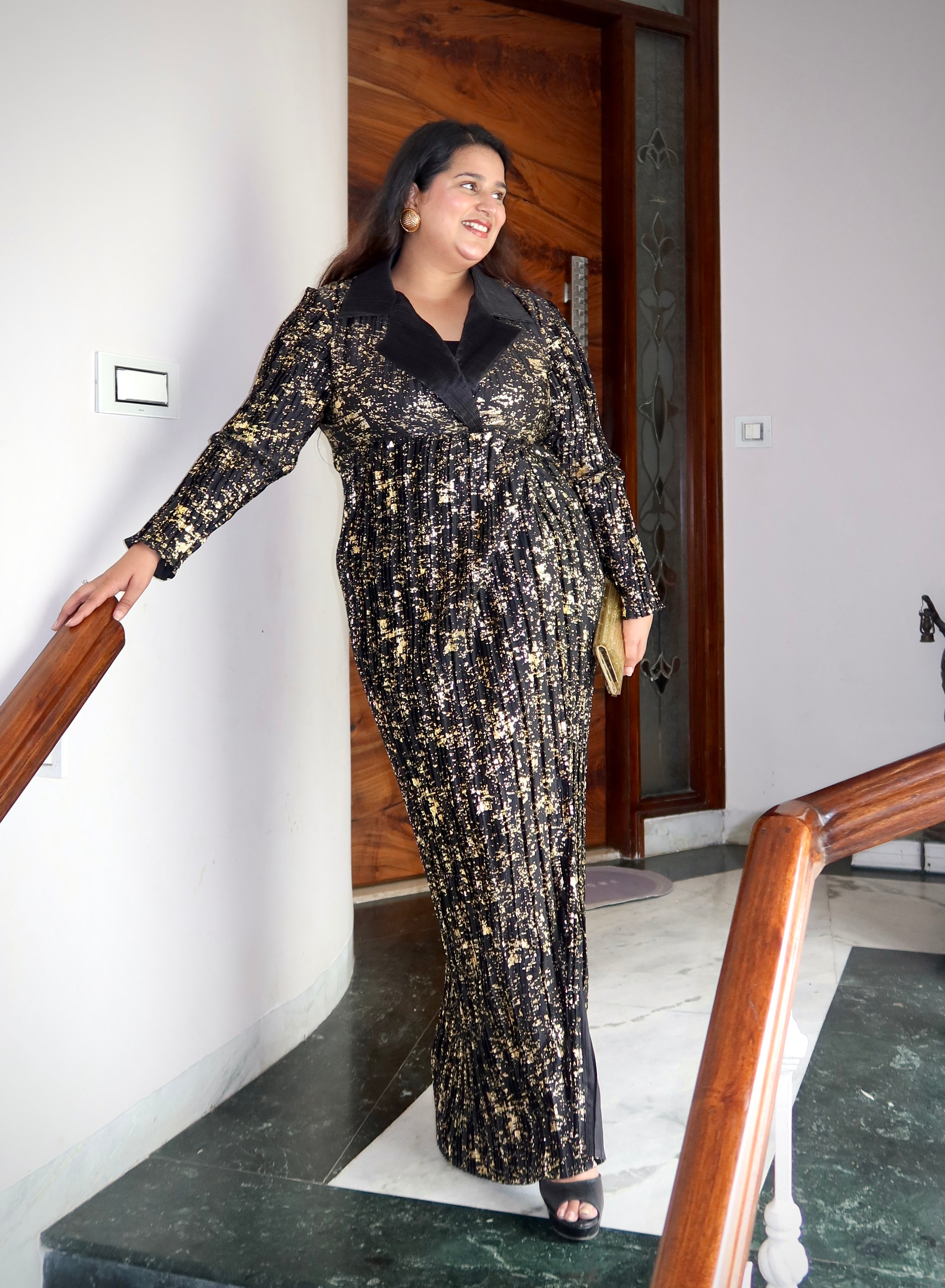 Midnight Fire Knot Dress in Black