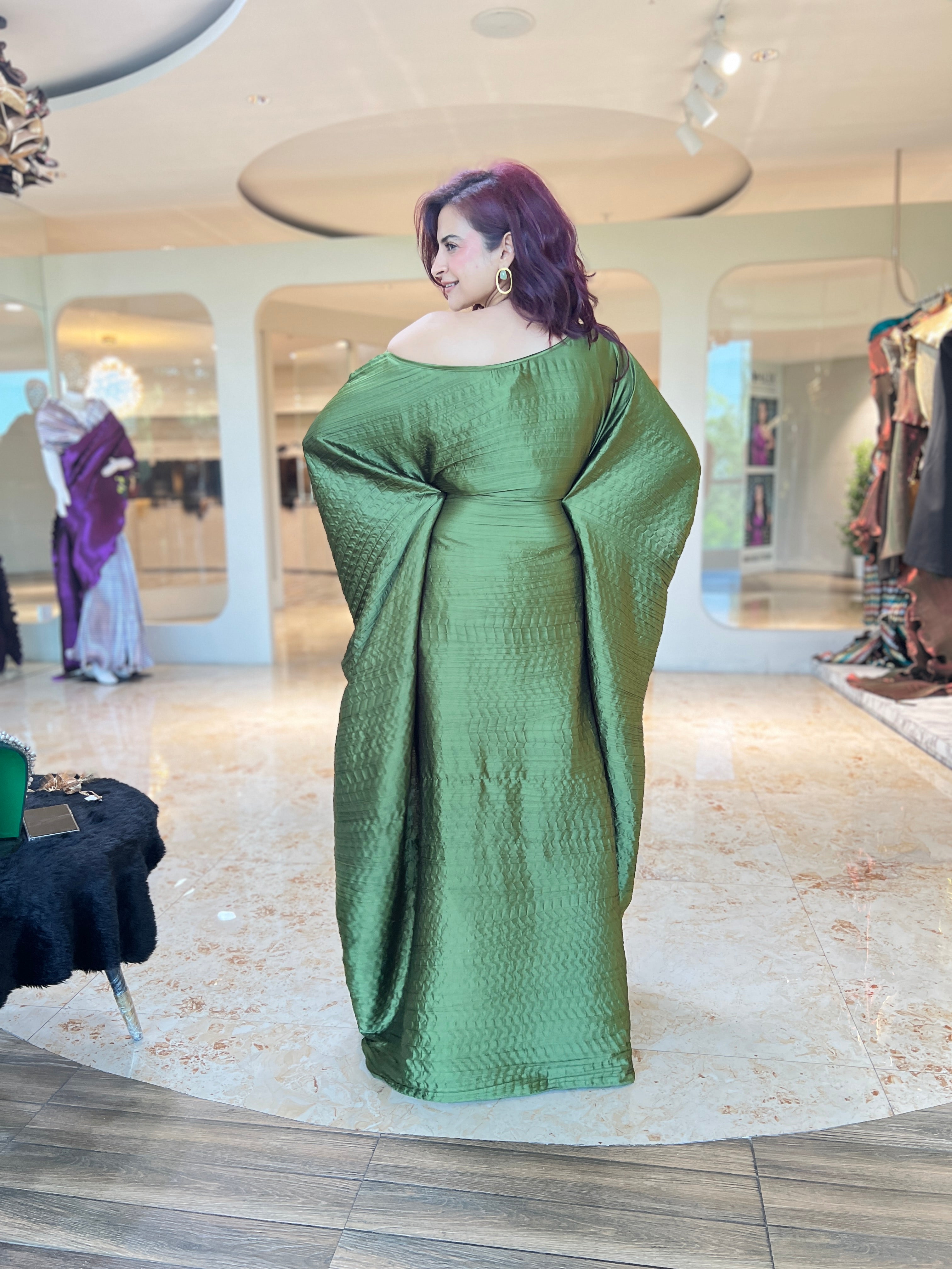 Emerald ruched kaftan