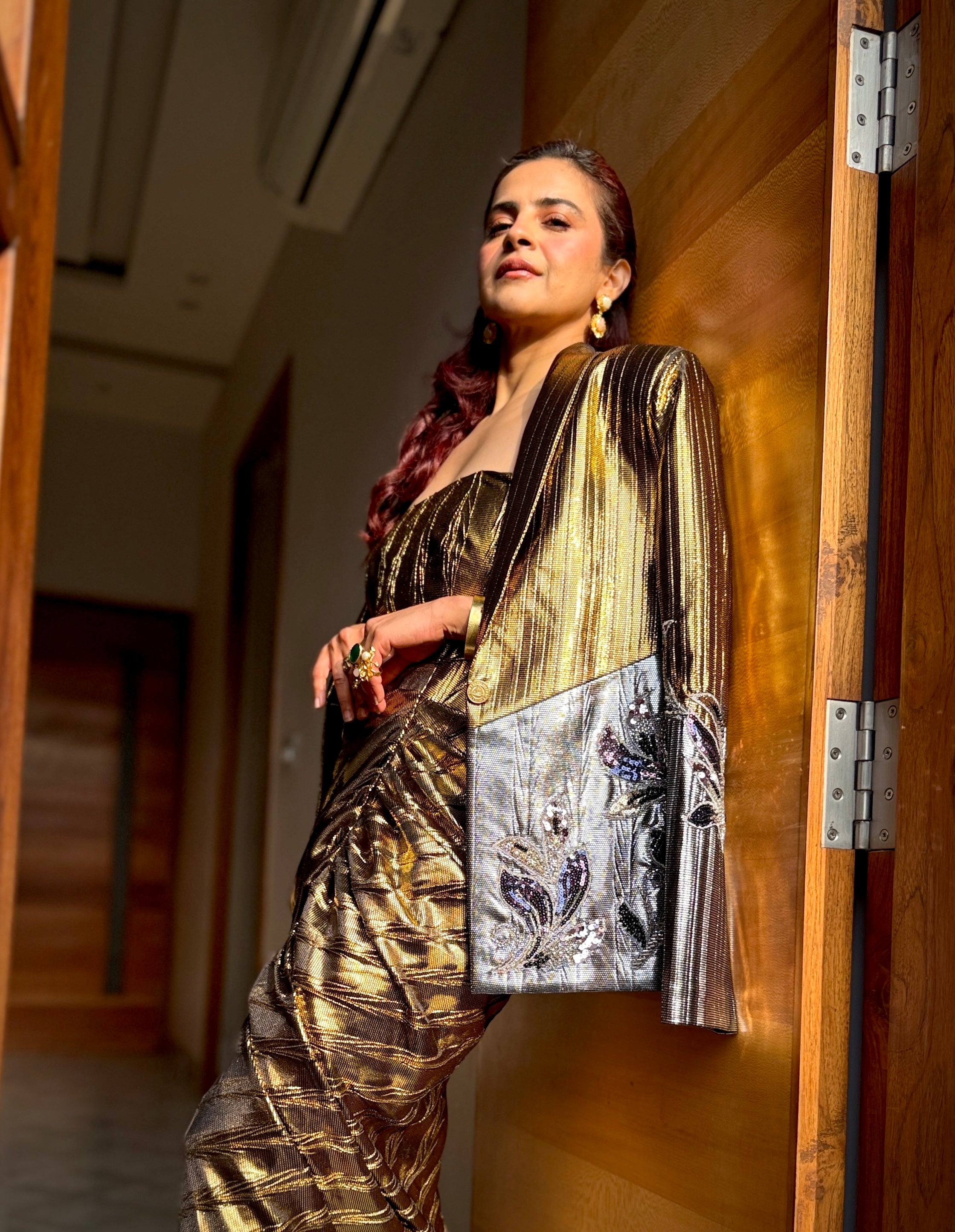 Aurora Alloy Power Blazer in Golden and Silver