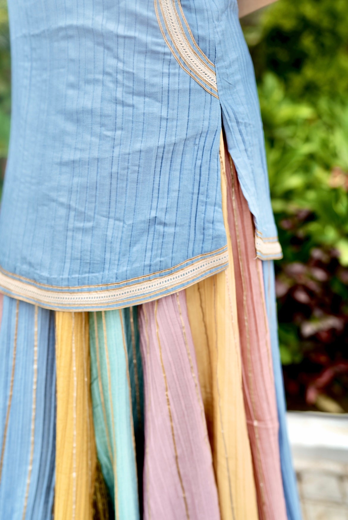 Denim multicolor Lehenga set