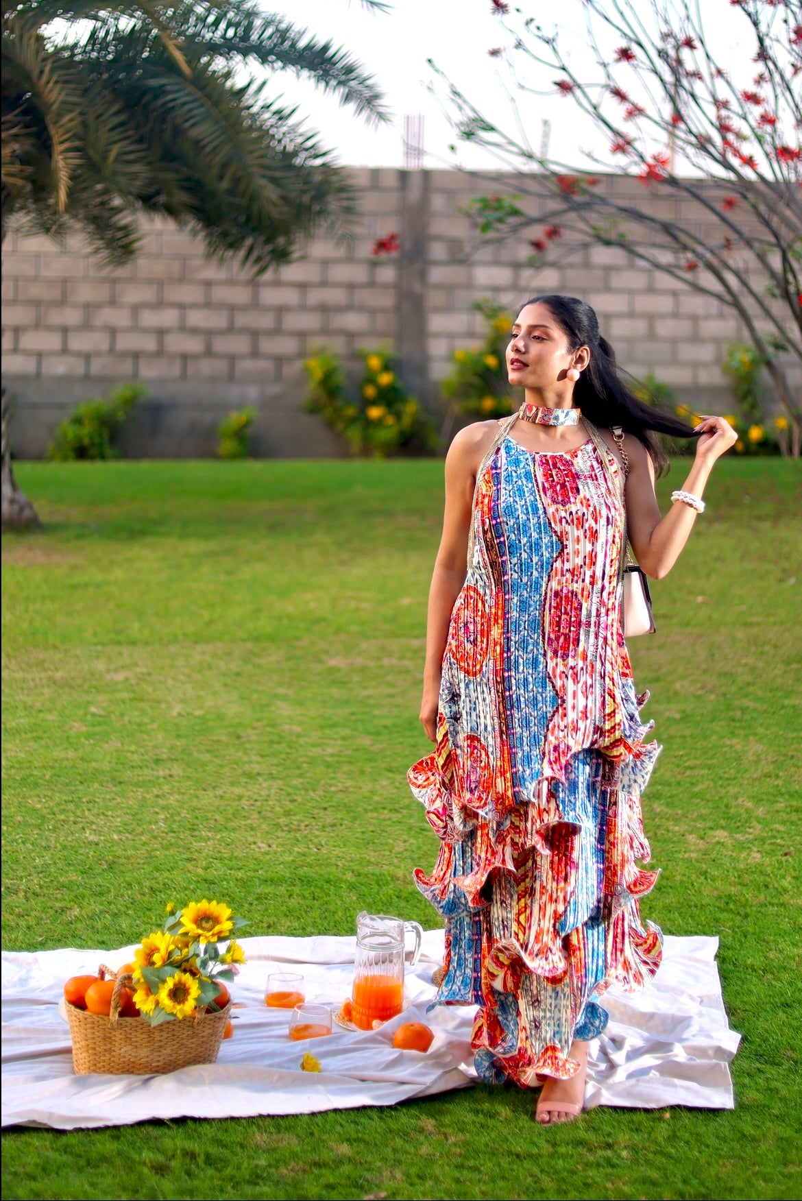 Kyanos candy long ruffle layer dress