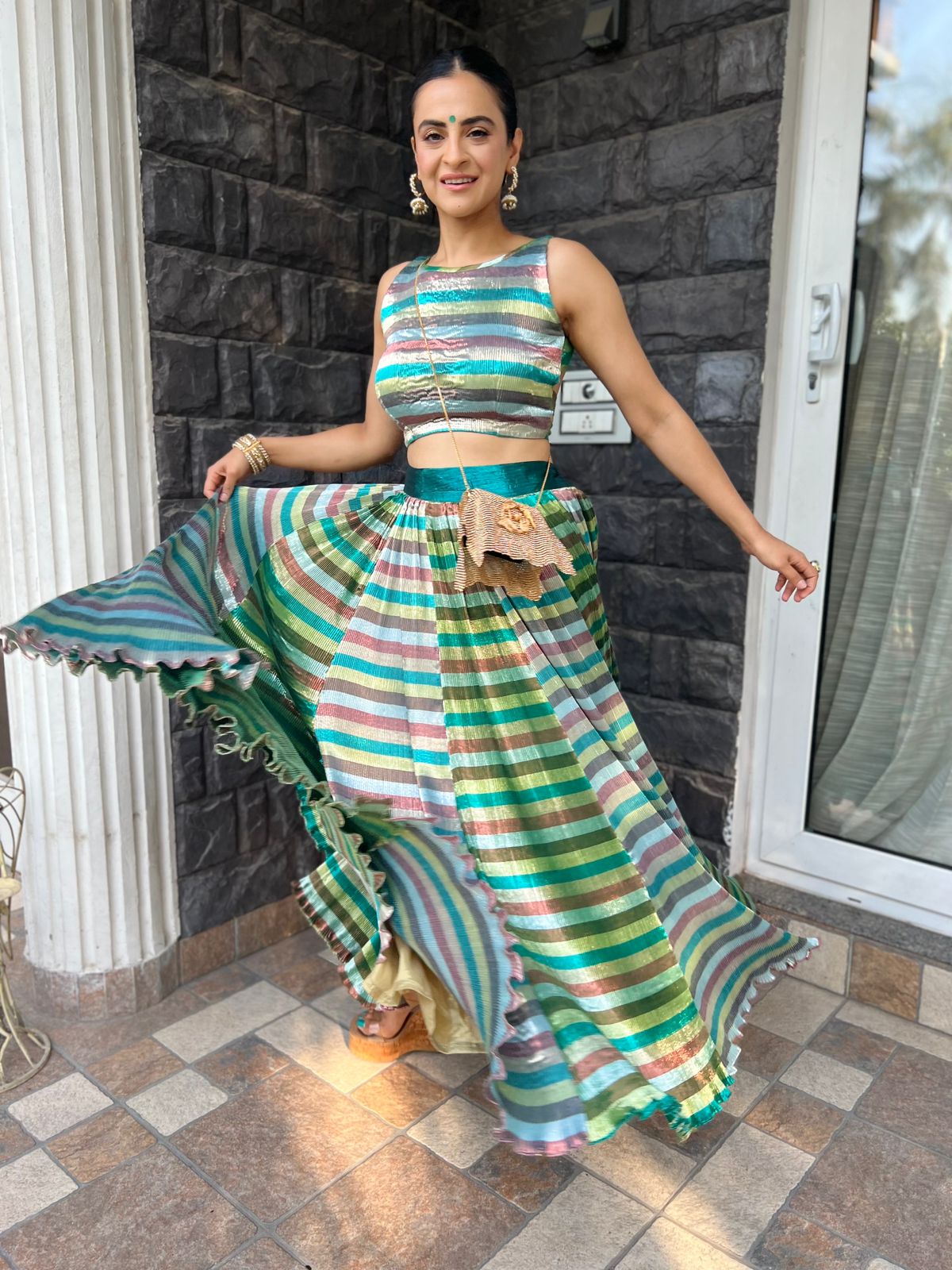 Shimmer Multi color lehenga set